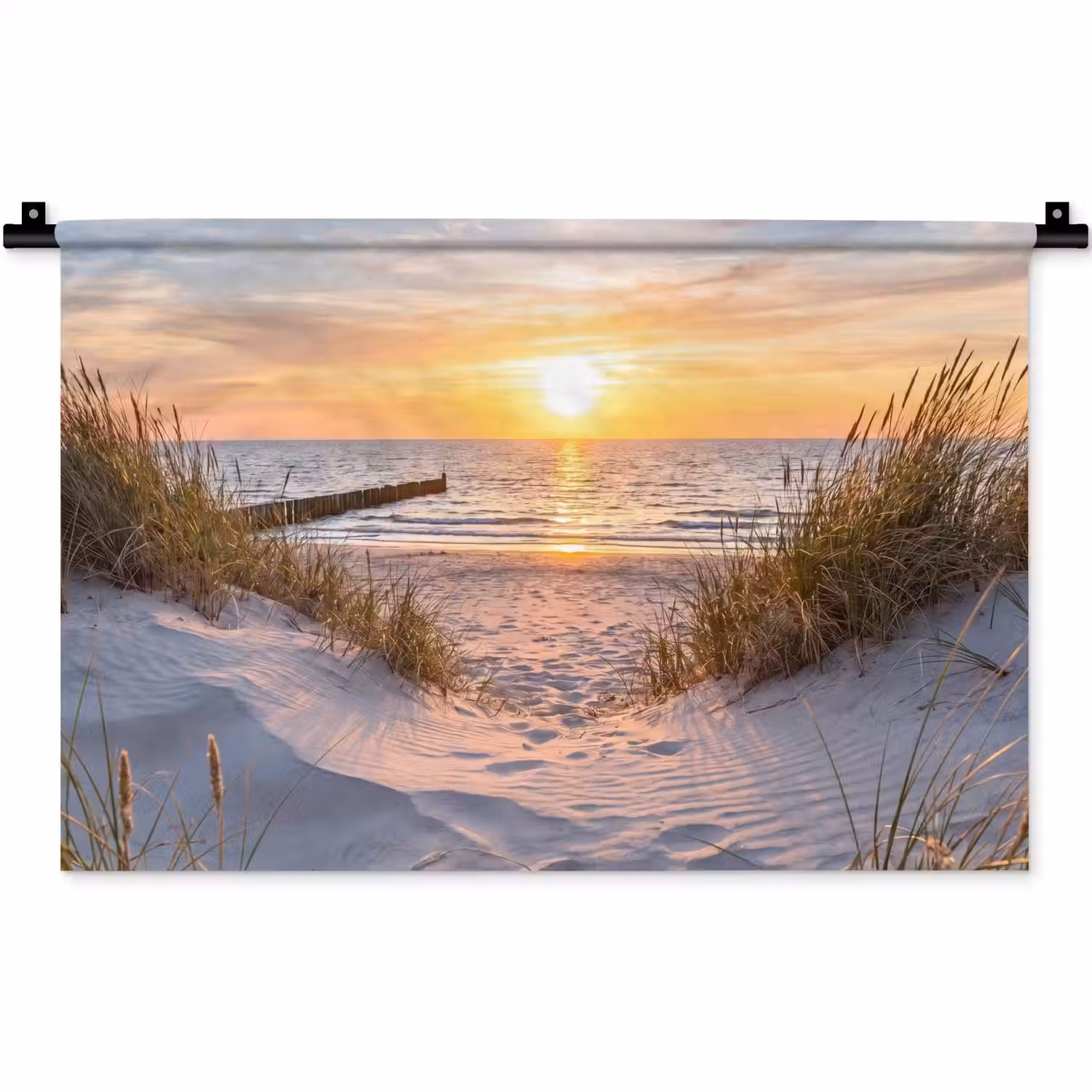 Strand - Zonsondergang - Natuur - Landschap Wandkleed katoen klein -zz3d