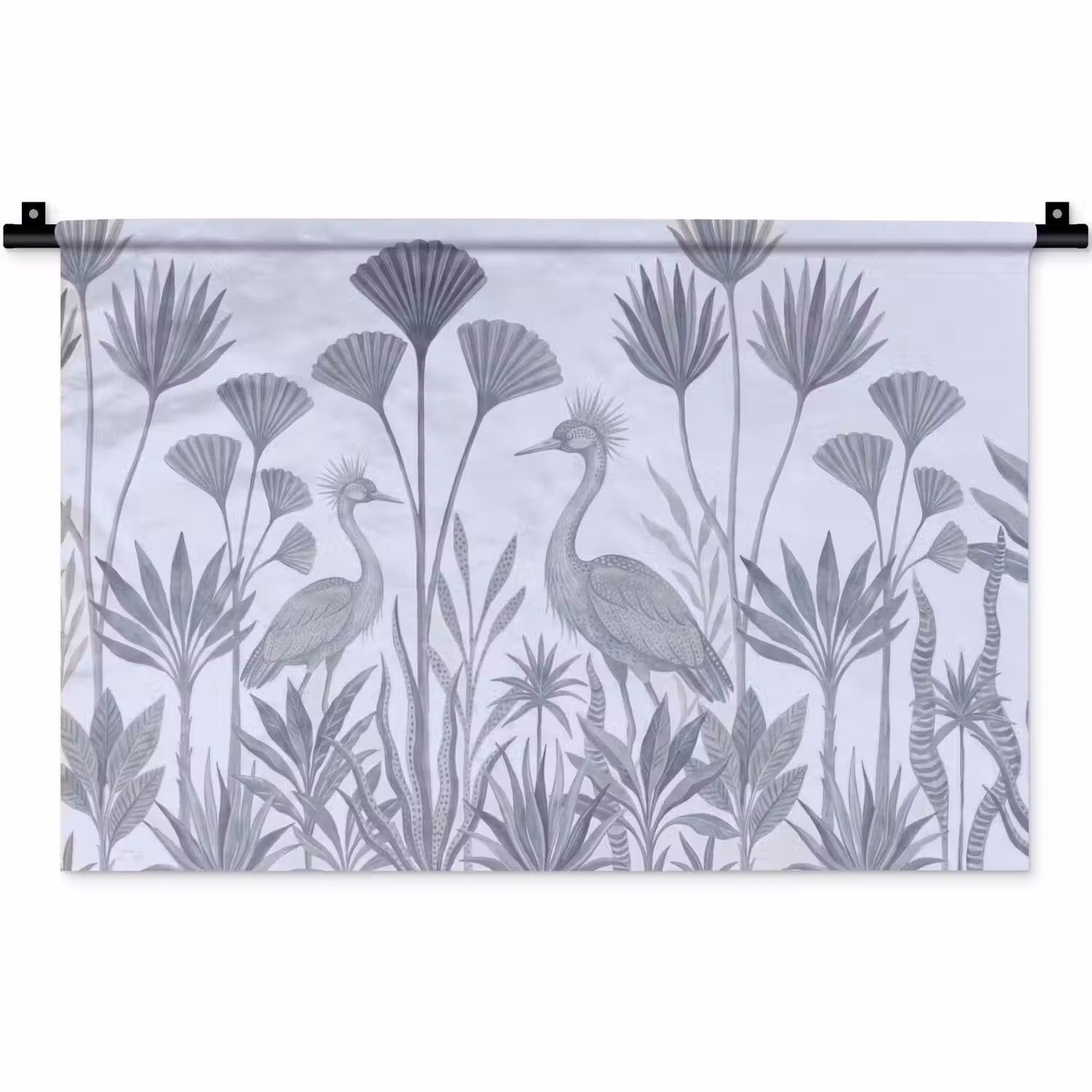 Vogel - Tropisch - Illustratie - Blauwgrijs - Natuur Wandkleed katoen klein -zz3d