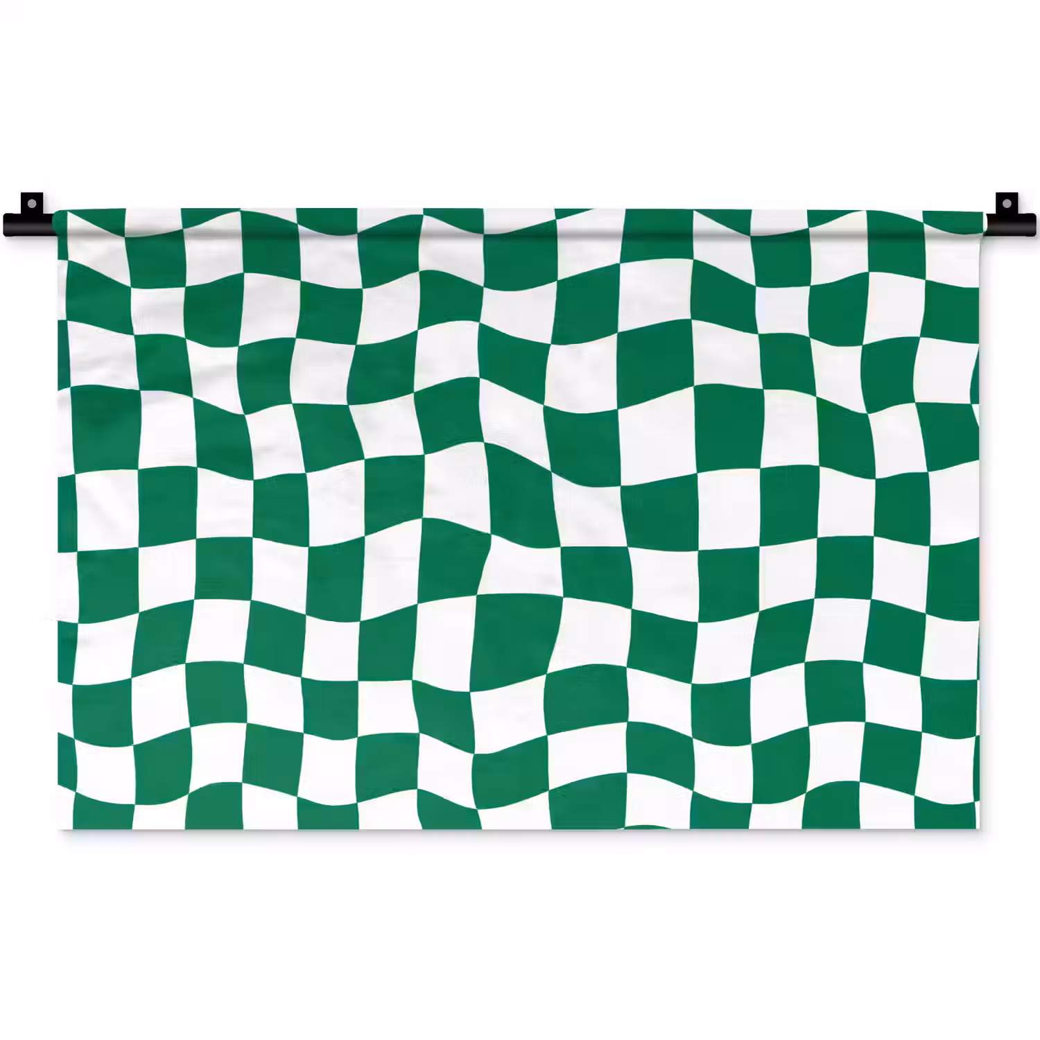 Schaakbord - Golvend - Groen Wandkleed katoen klein 269 -zz3d
