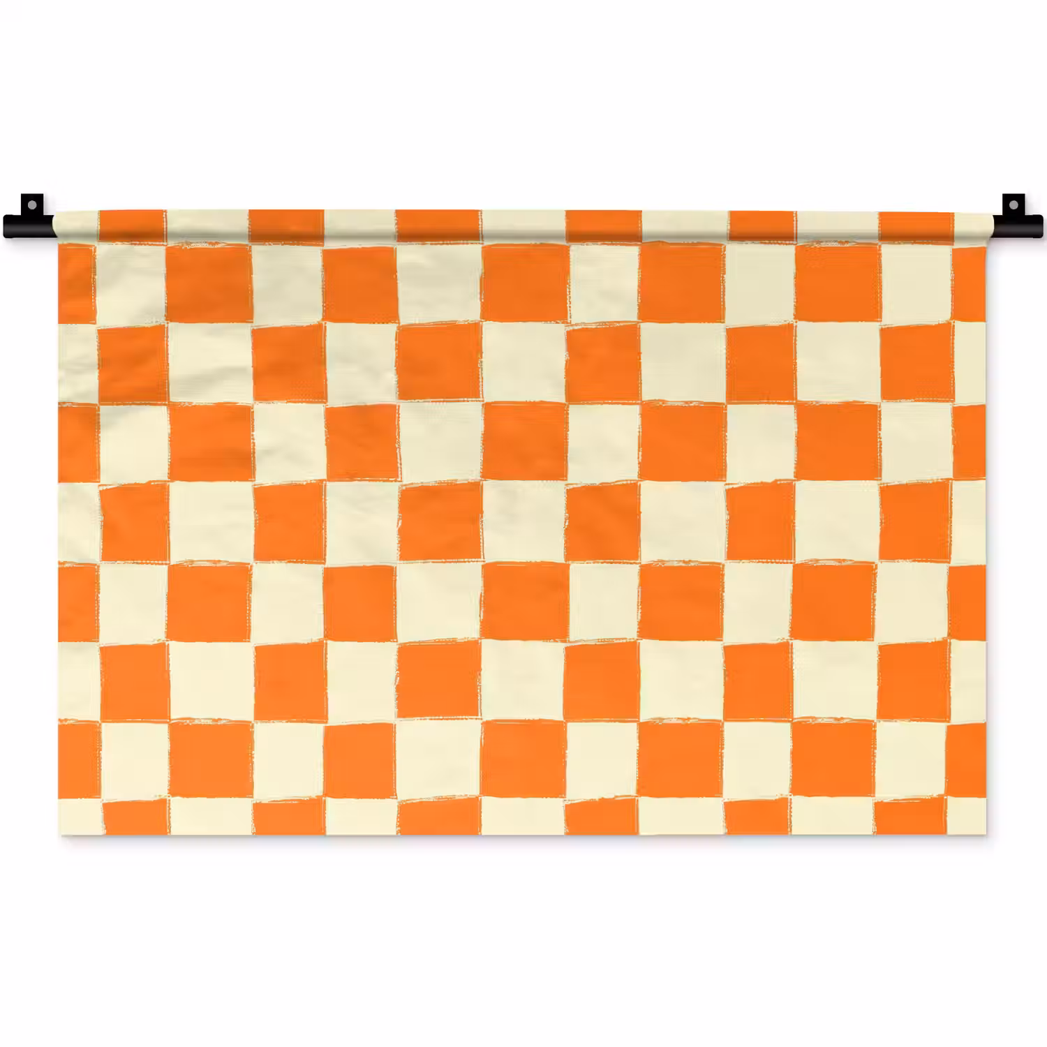 Schaak - Patroon - Oranje Wandkleed katoen klein 269 -zz3d
