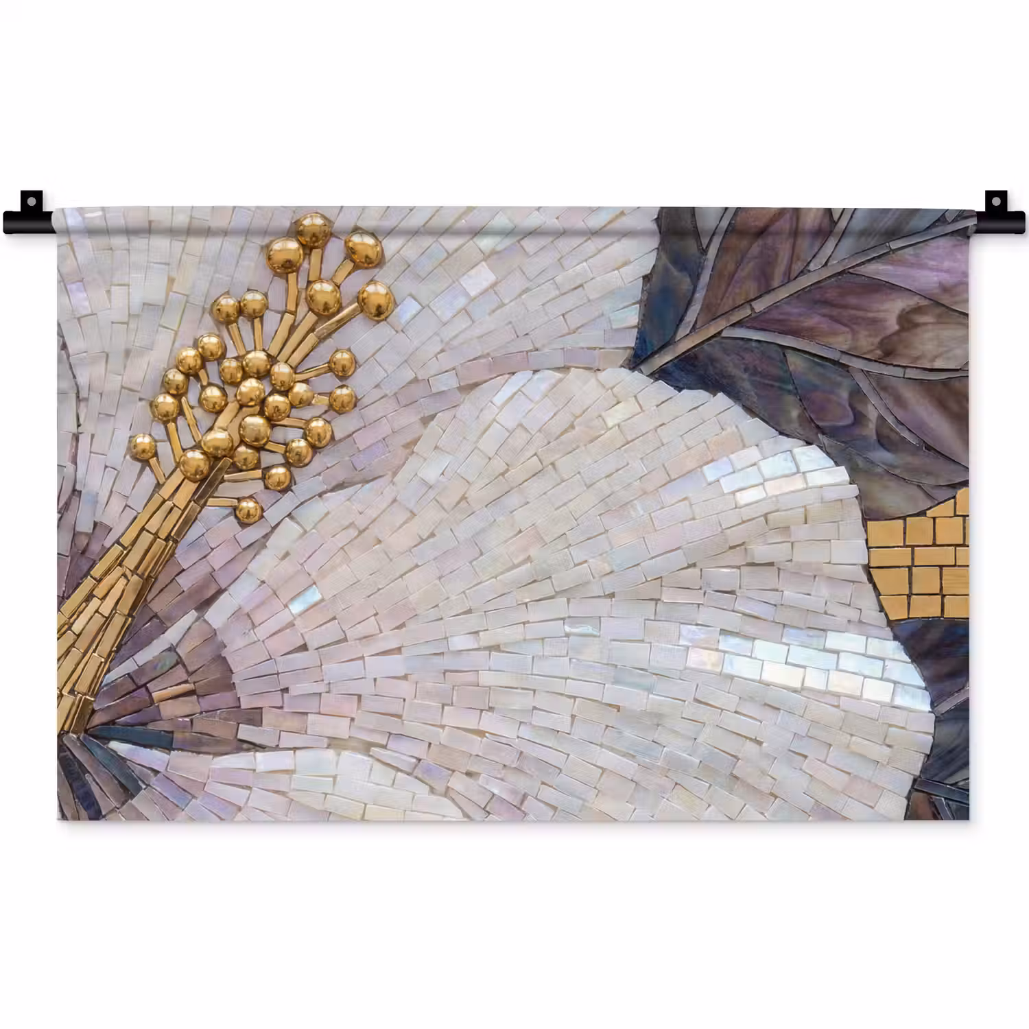 Bloemen - Mozaïek - Kunst - Modern - Goud Wandkleed katoen klein -zz3d