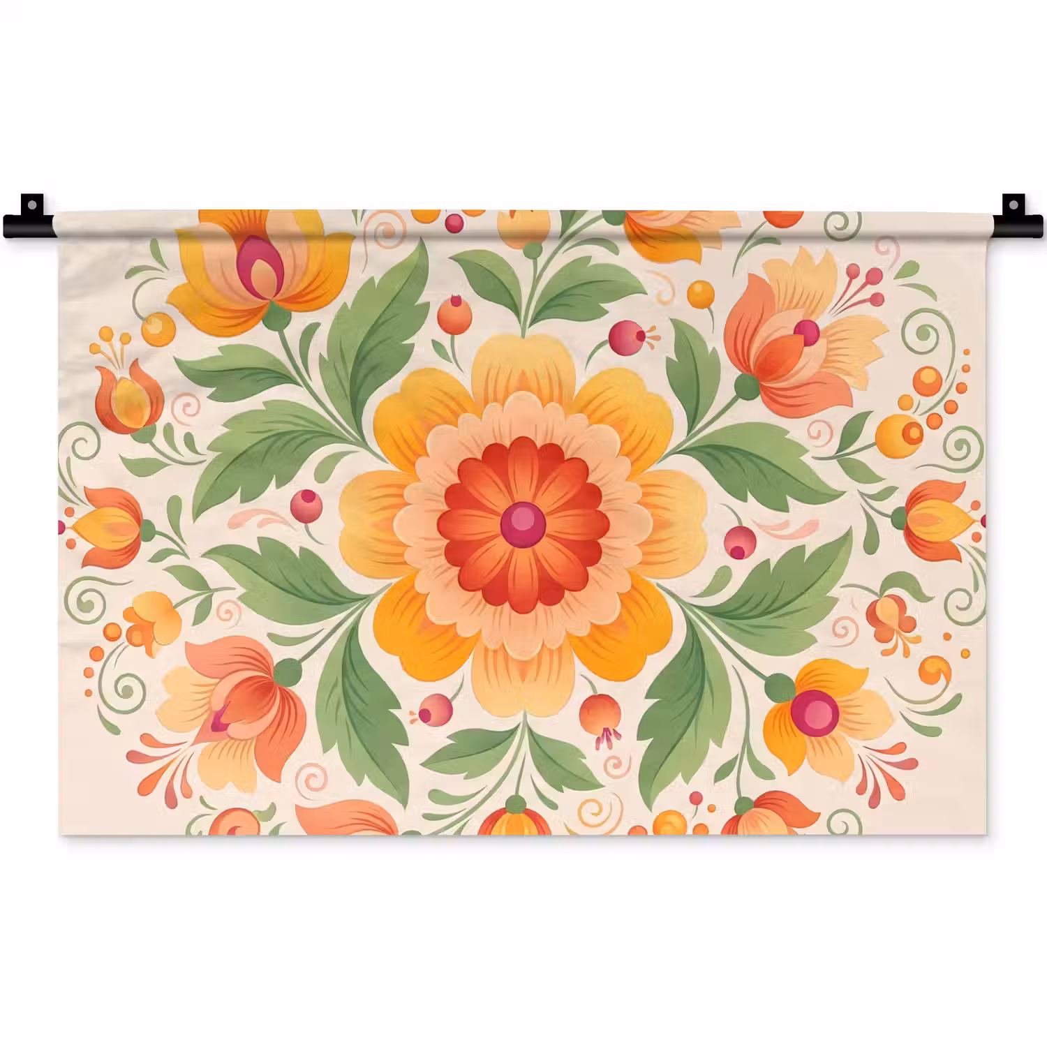 Bloemen - Patroon - Decoratief - Oranje Wandkleed katoen klein -zz3d