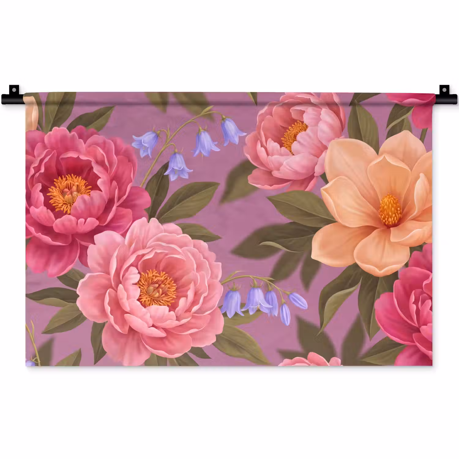 Bloemen - Patroon - Illustratie - Roze Wandkleed katoen klein -zz3d