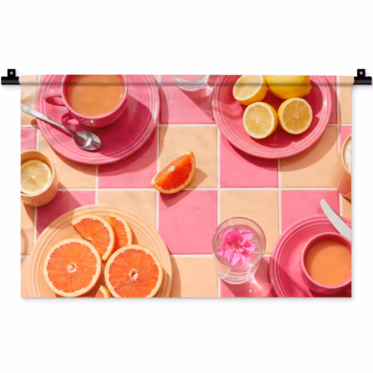 Eten - Citrusvruchten - Stillevens - Roze - Oranje Wandkleed katoen klein -zz3d