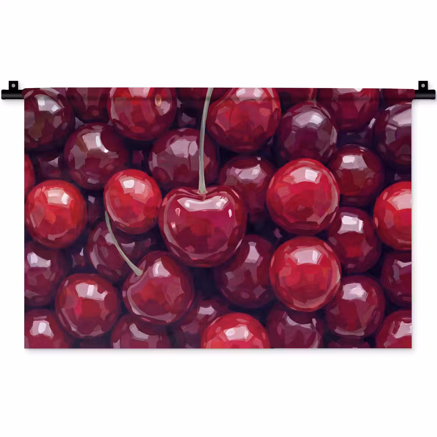 Fruit - Kersen - Eten - Modern - Rood Wandkleed katoen klein -zz3d