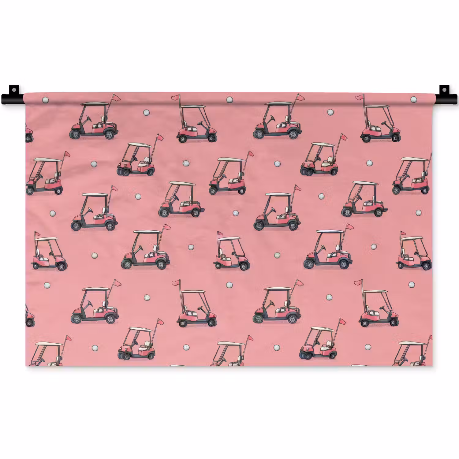 Golfkar - Retro - Roze Wandkleed katoen klein 269 -zz3d