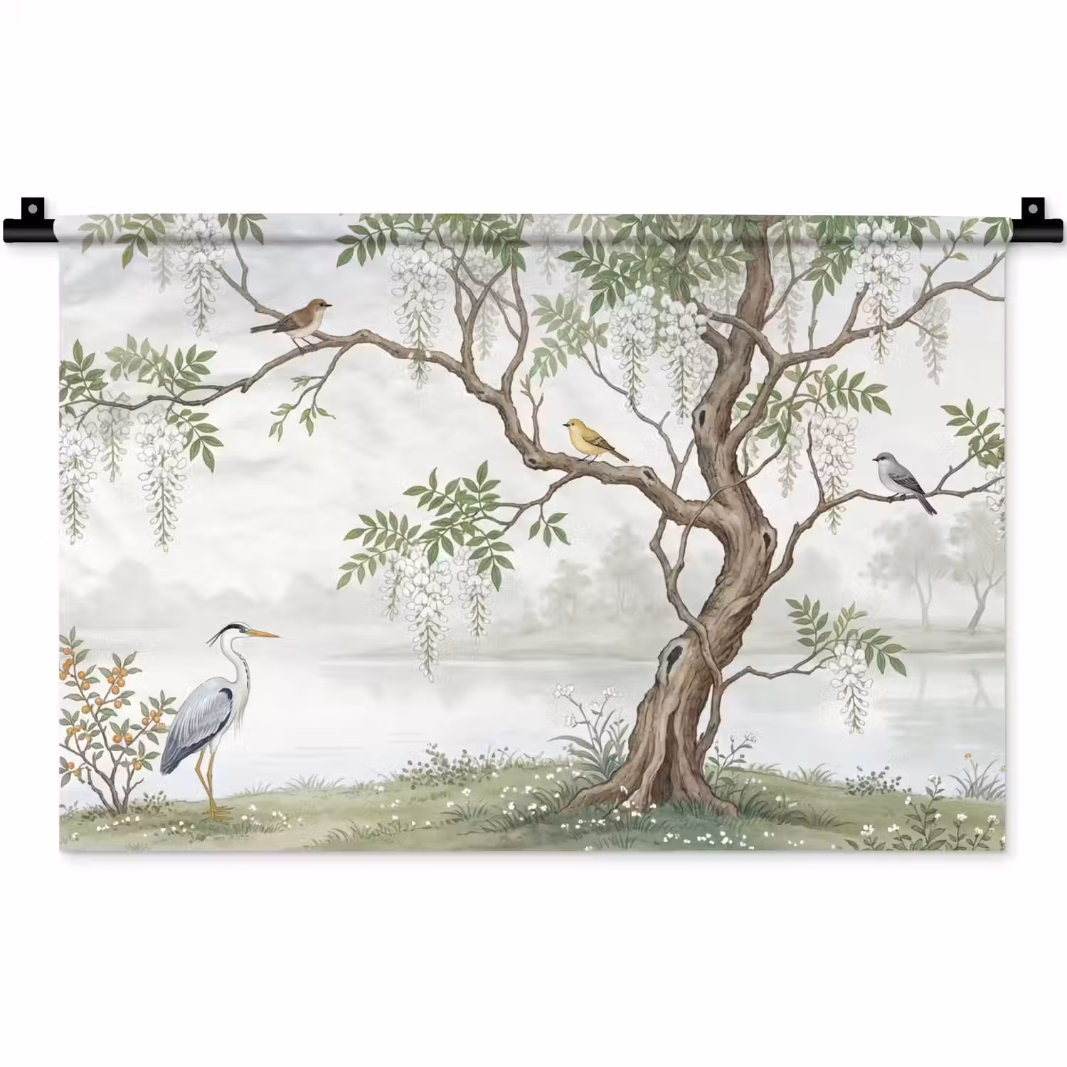 Reiger - Landschap - Groen Wandkleed katoen klein -zz3d