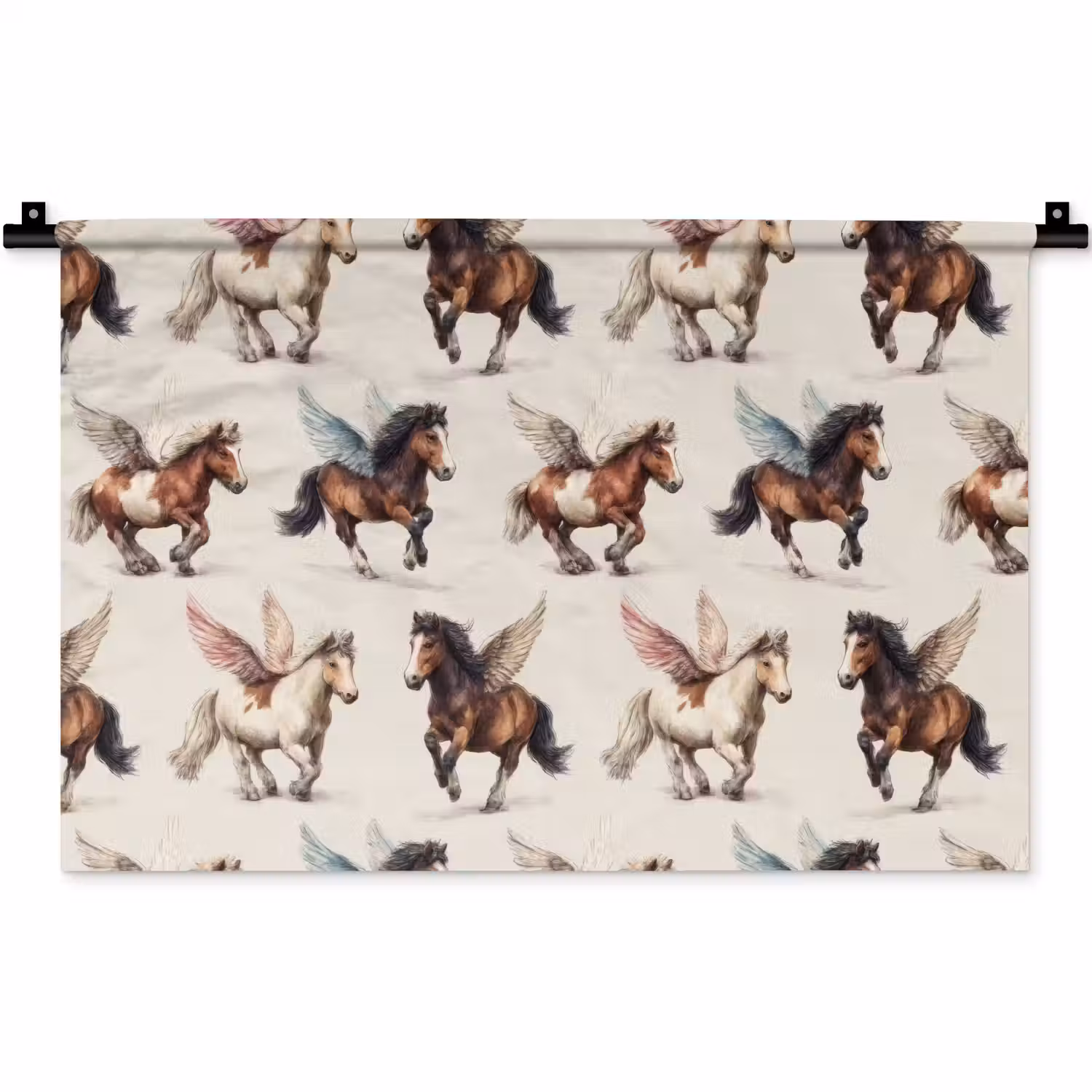 Paarden - Vleugels - Kleurrijk Wandkleed katoen klein 269 -zz3d