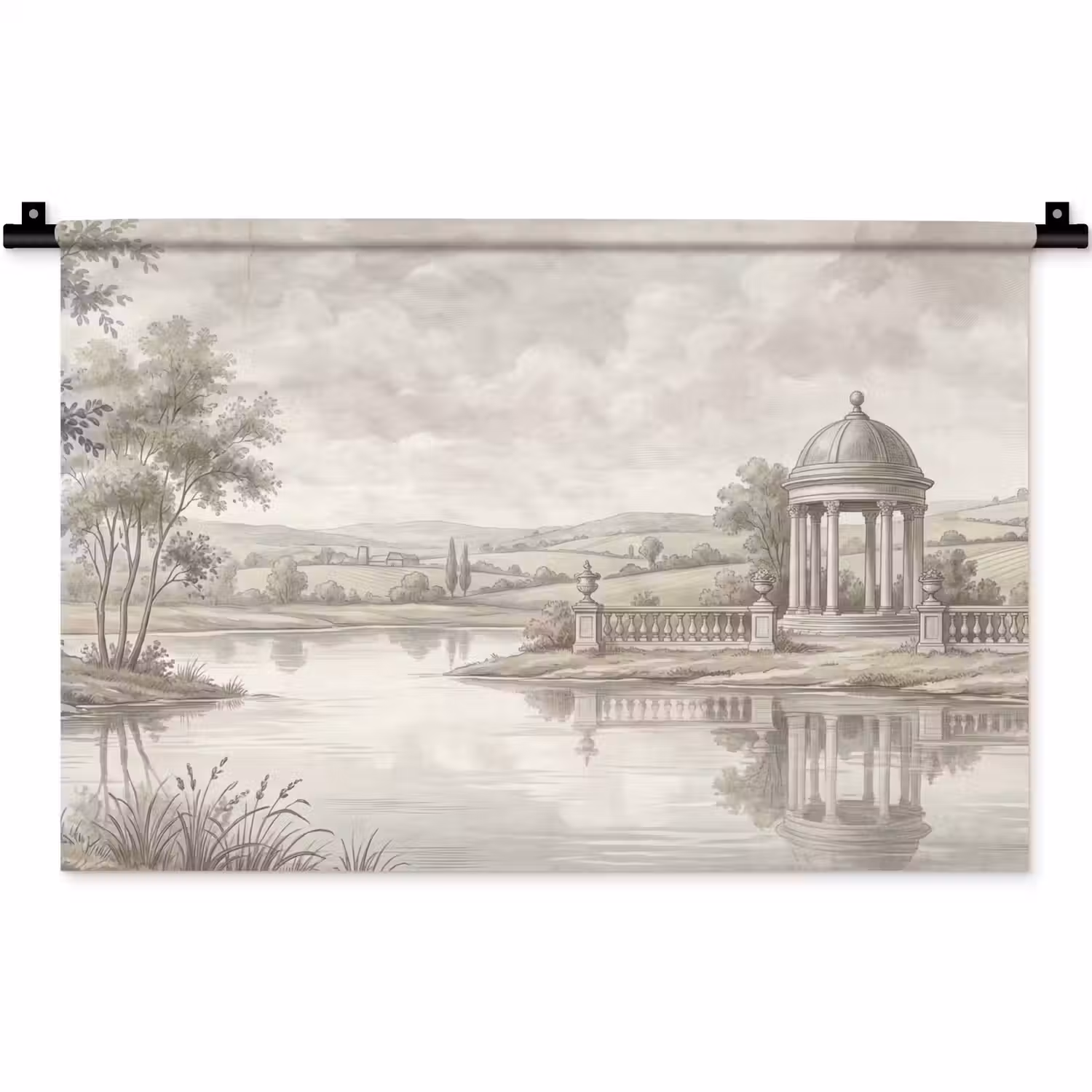 Landschap - Water - Natuur - Sepia Wandkleed katoen klein -zz3d