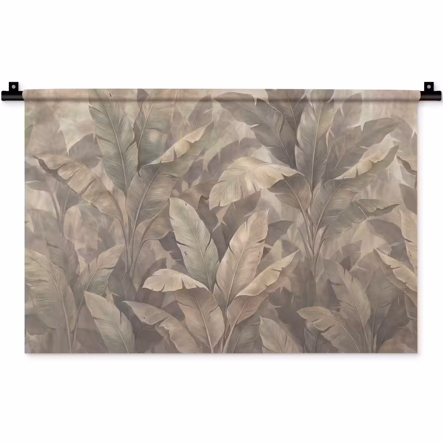 Bladeren - Tropisch - Natuur - Modern - Beige Wandkleed katoen klein -zz3d