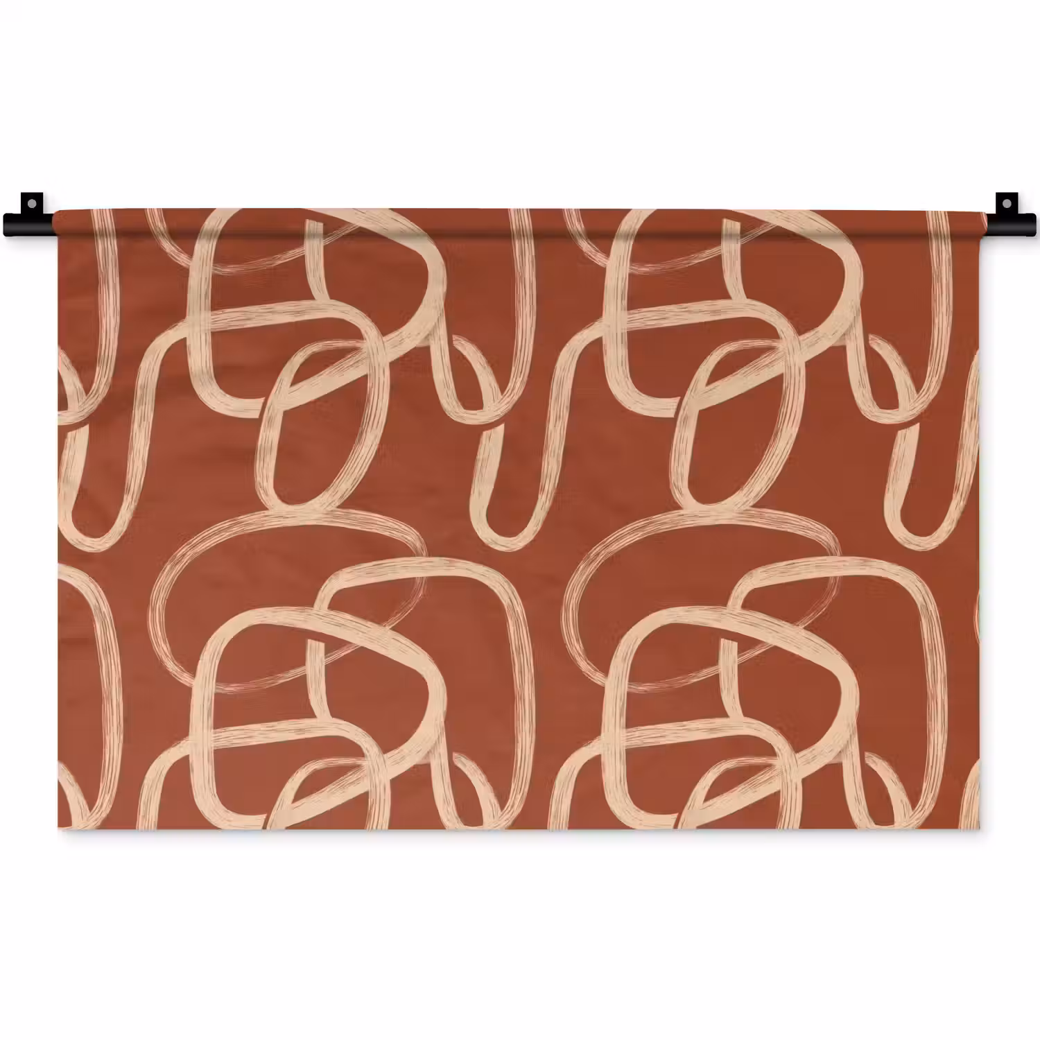 Lijnen - Abstract - Organisch - Terracotta - Crème Wandkleed katoen klein 269 -zz3d