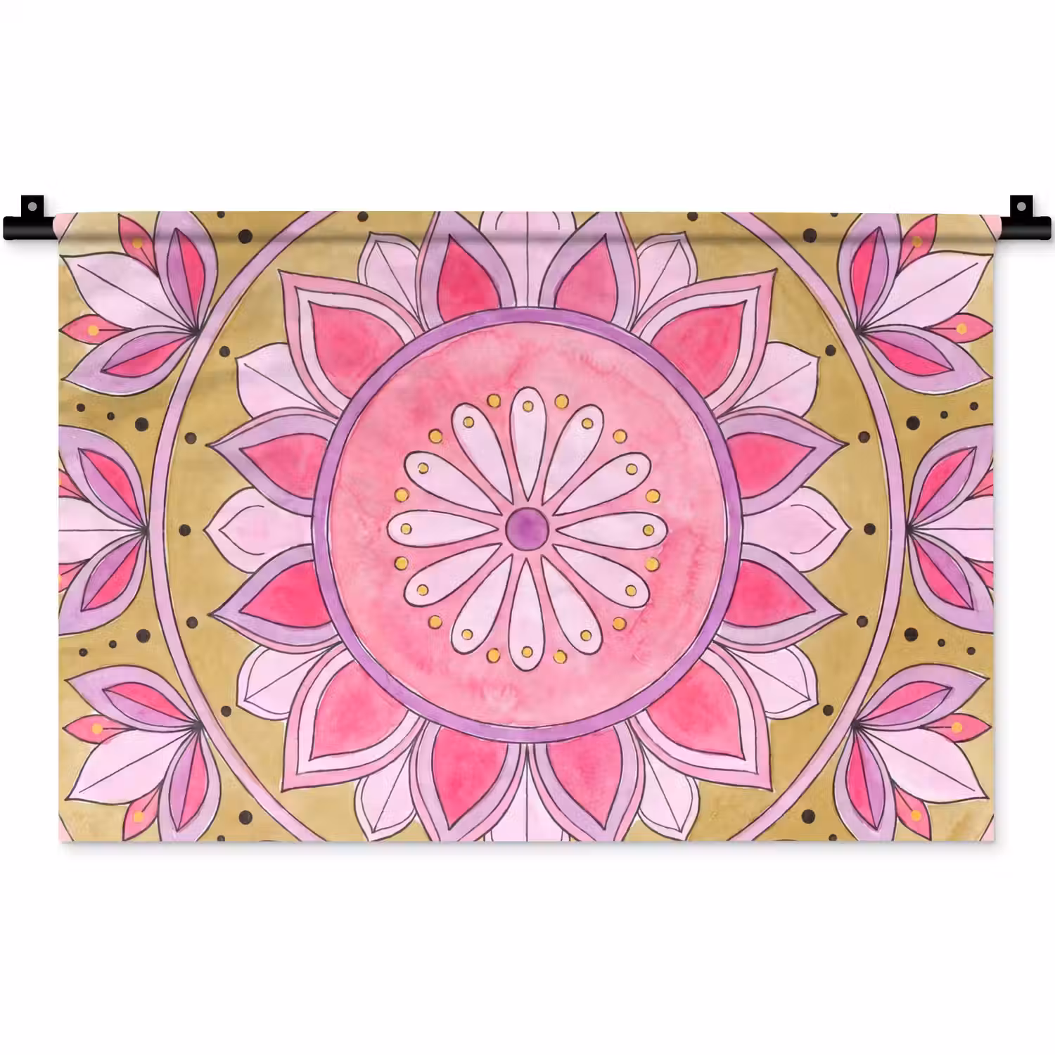 Mandala - Patroon - Kunst - Aquarel - Roze Wandkleed katoen klein -zz3d