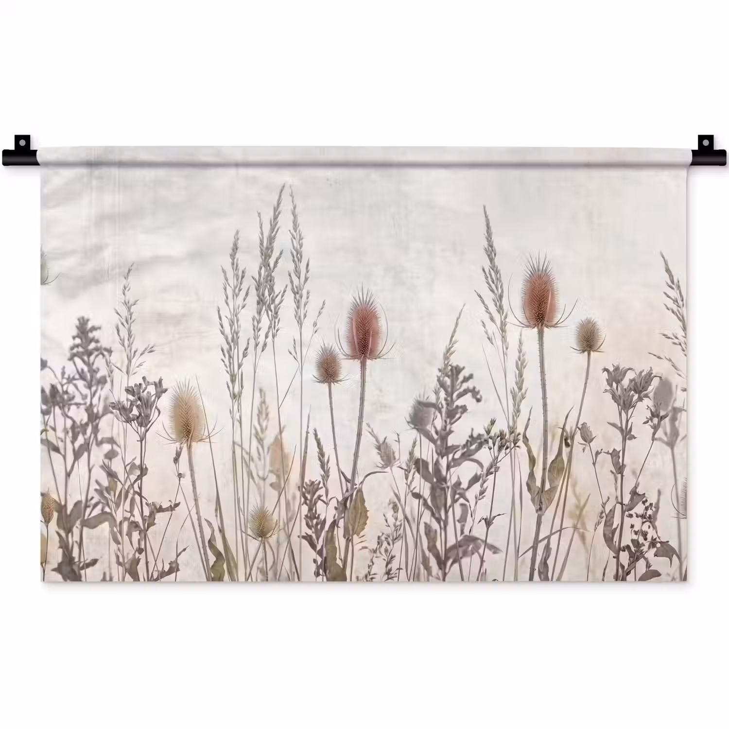 Weidebloemen - Design - Sepia Wandkleed katoen klein -zz3d