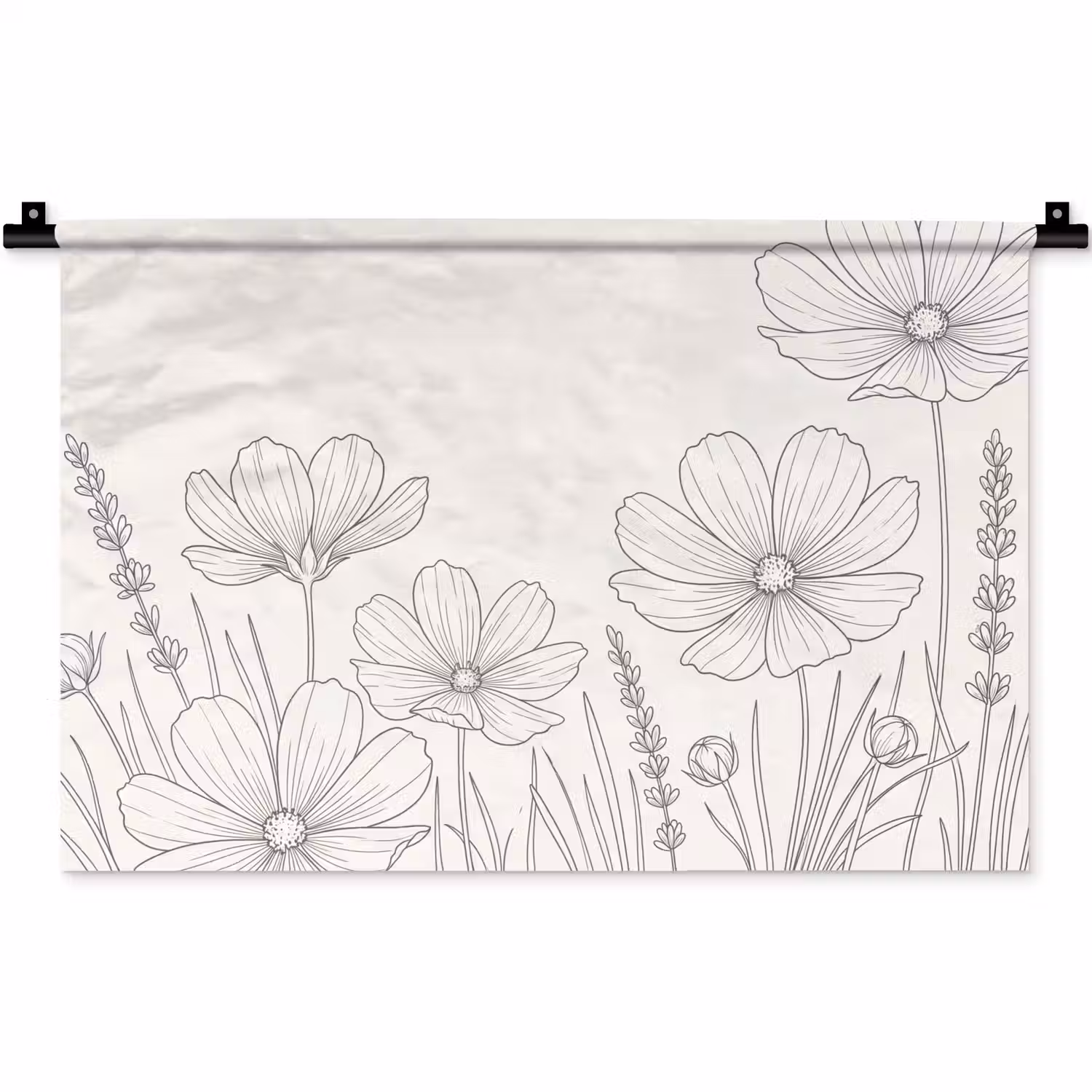 Minimalistisch - Modern - Bloemen - Beige Wandkleed katoen klein -zz3d