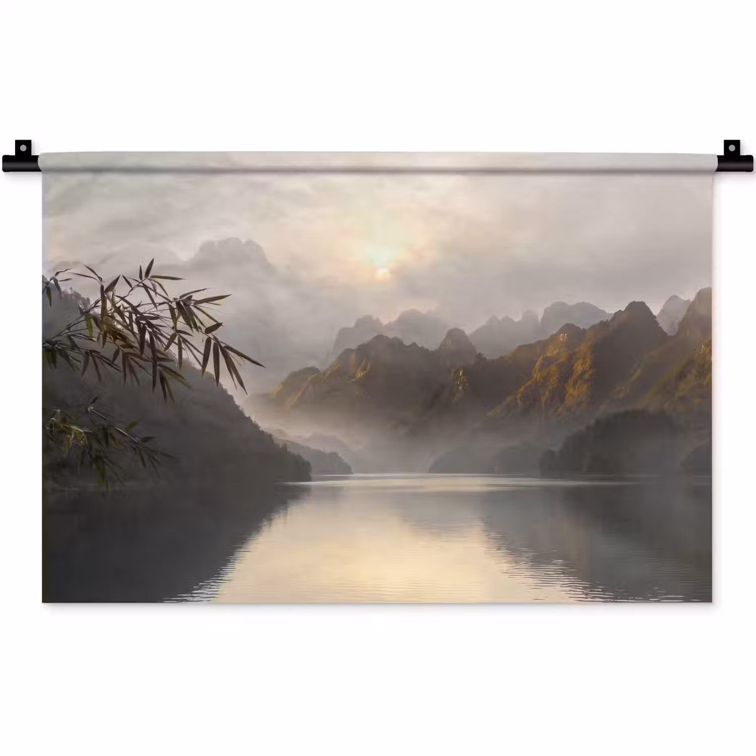 Bergen - Water - Mist - Natuur - Landschap Wandkleed katoen klein -zz3d