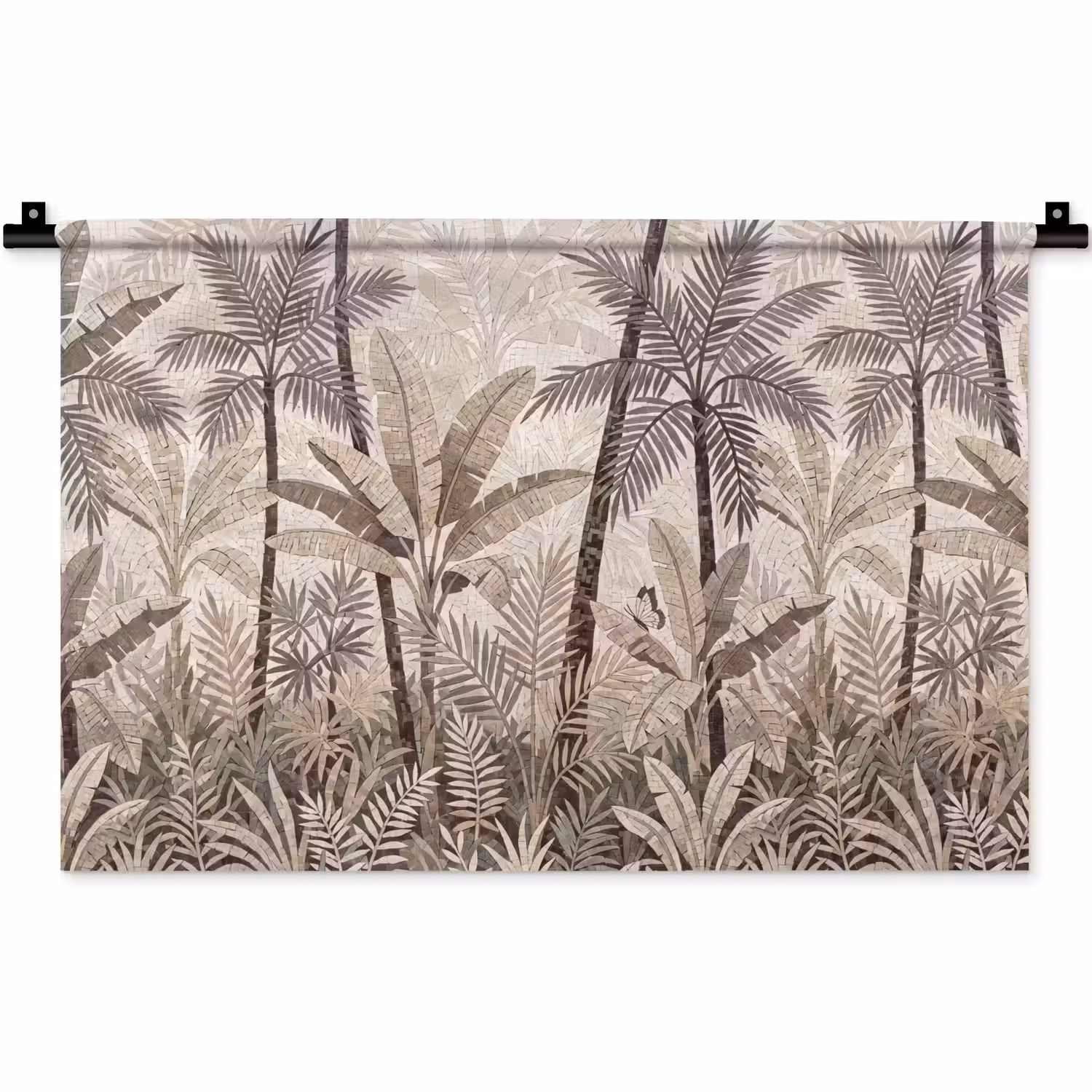Natuur - Bladeren - Landschap - Mozaïek - Beige Wandkleed katoen klein -zz3d