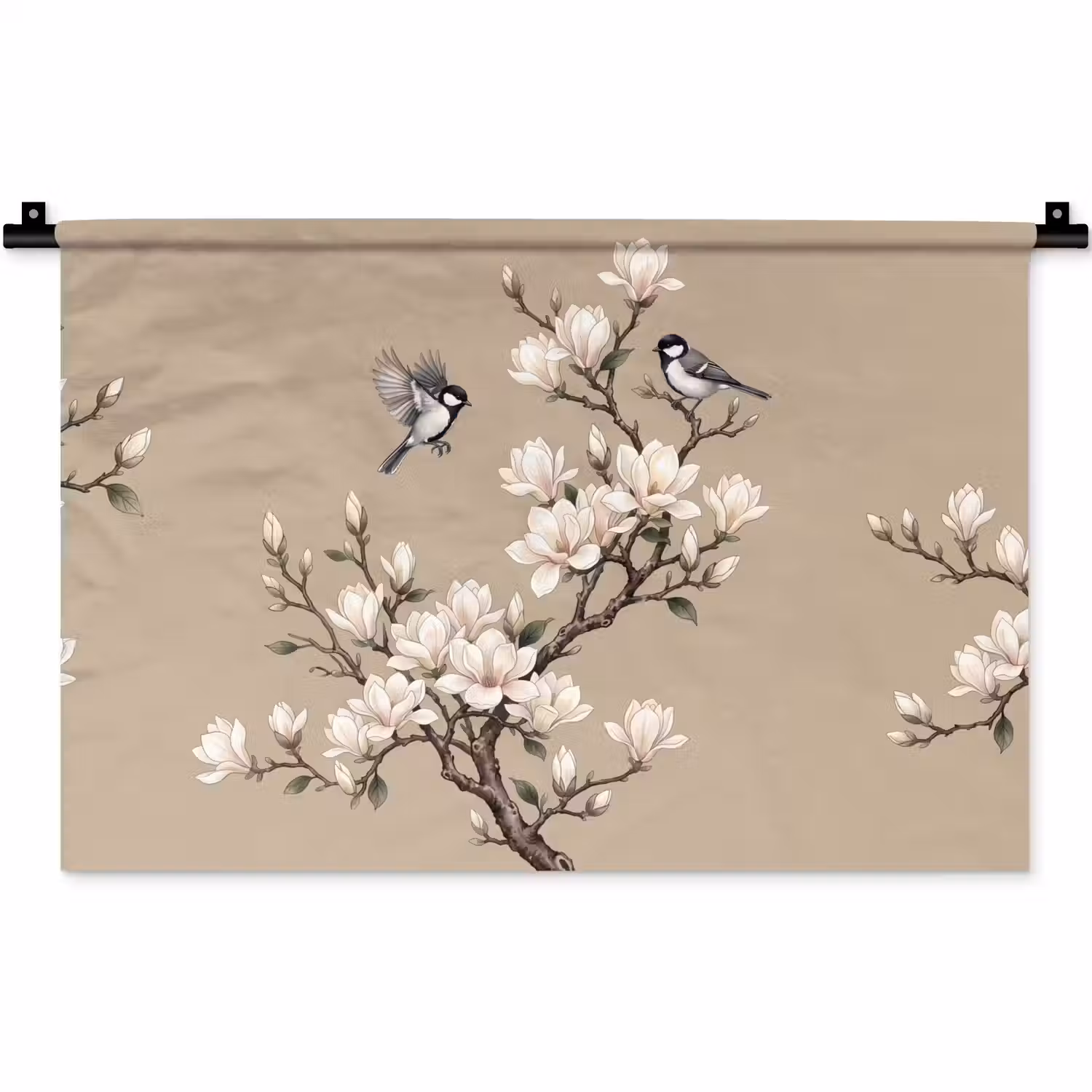 Oosters - Vogels - Beige Wandkleed katoen klein -zz3d