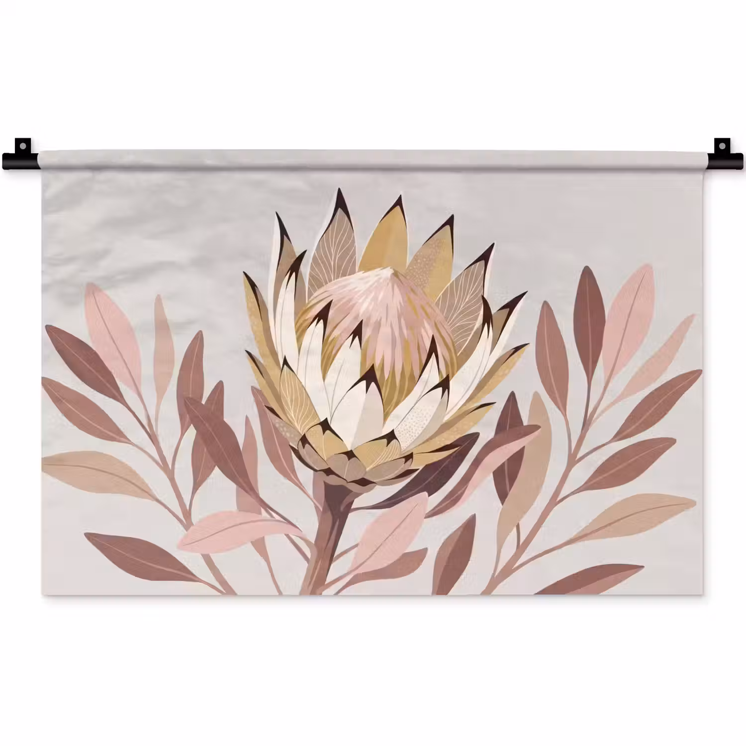 Protea - Bloem - Botanisch - Beige Wandkleed katoen klein -zz3d