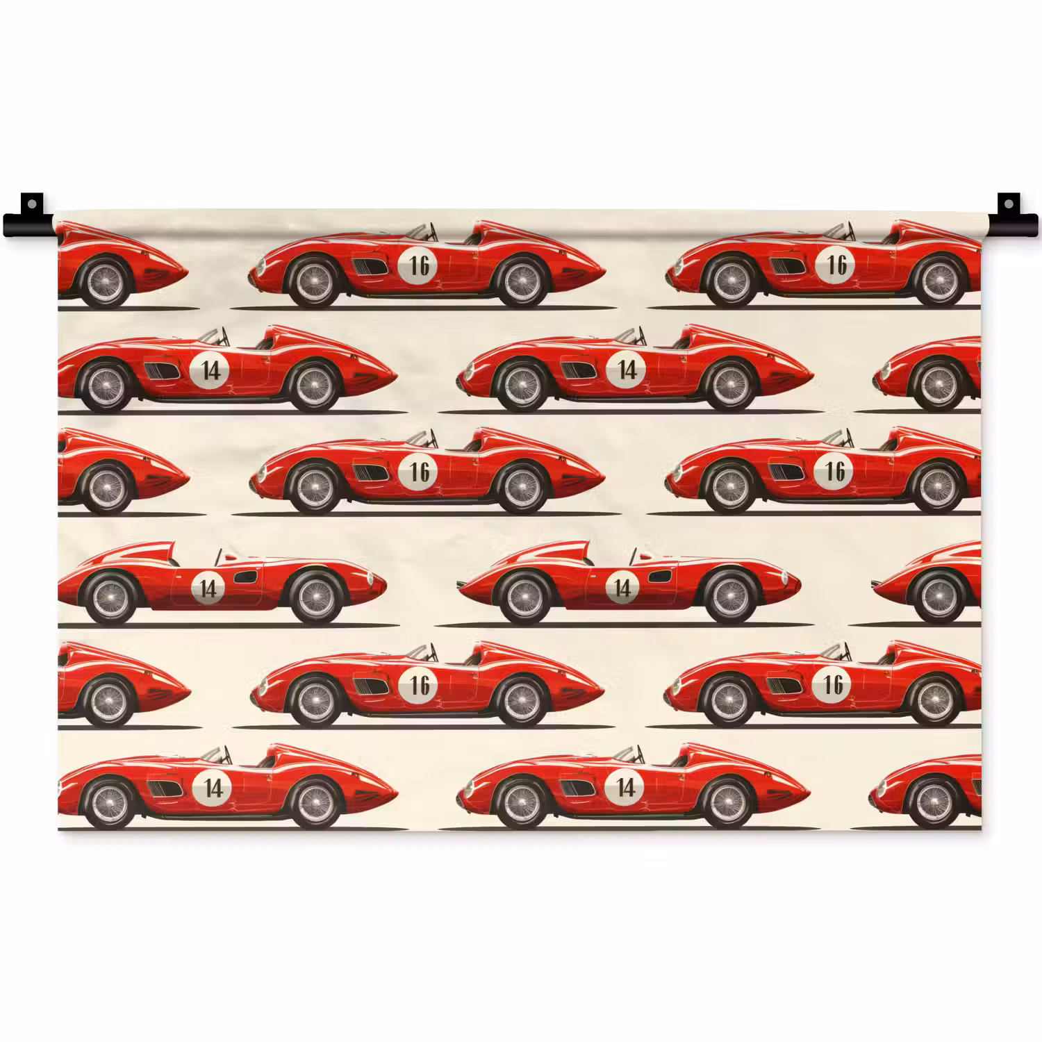 Raceauto - Retro - Rood Wandkleed katoen klein 269 -zz3d
