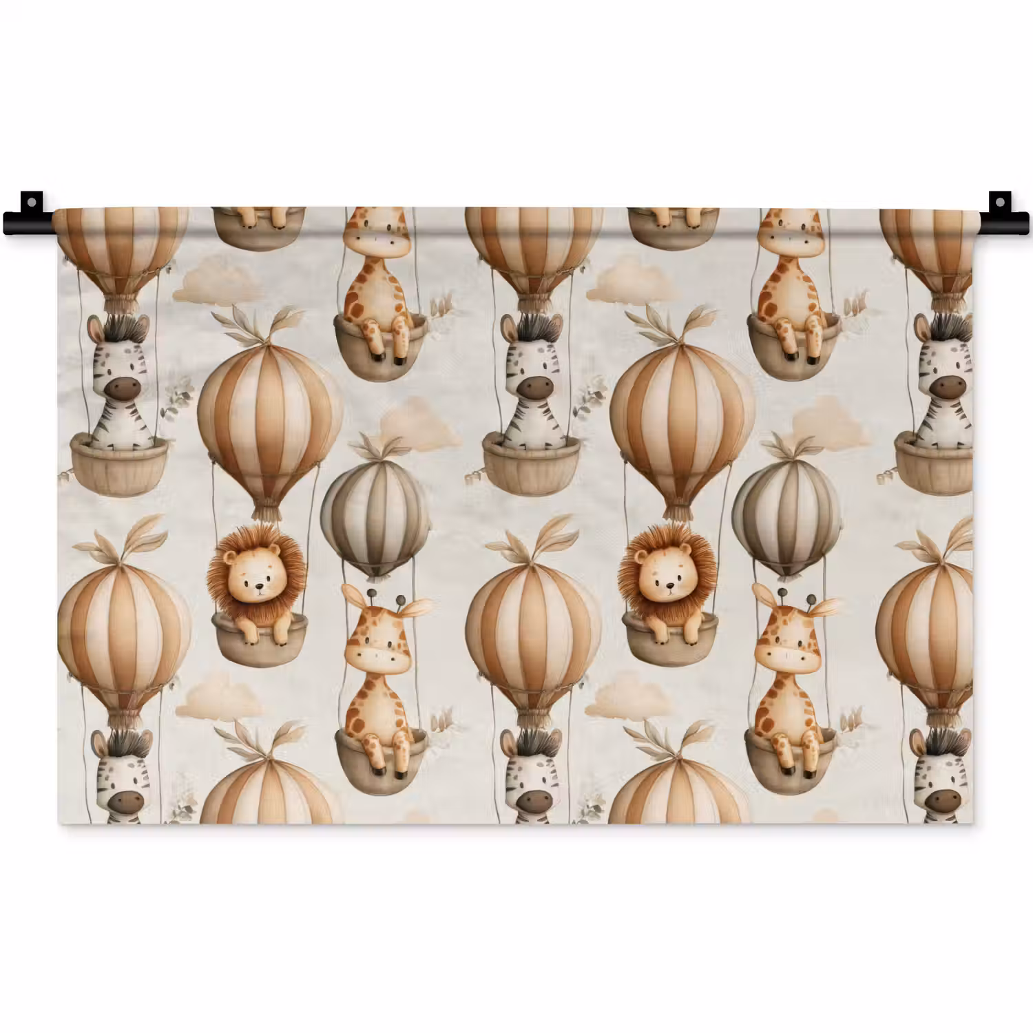 Safari - Luchtballonen - Taupe Wandkleed katoen klein 269 -zz3d