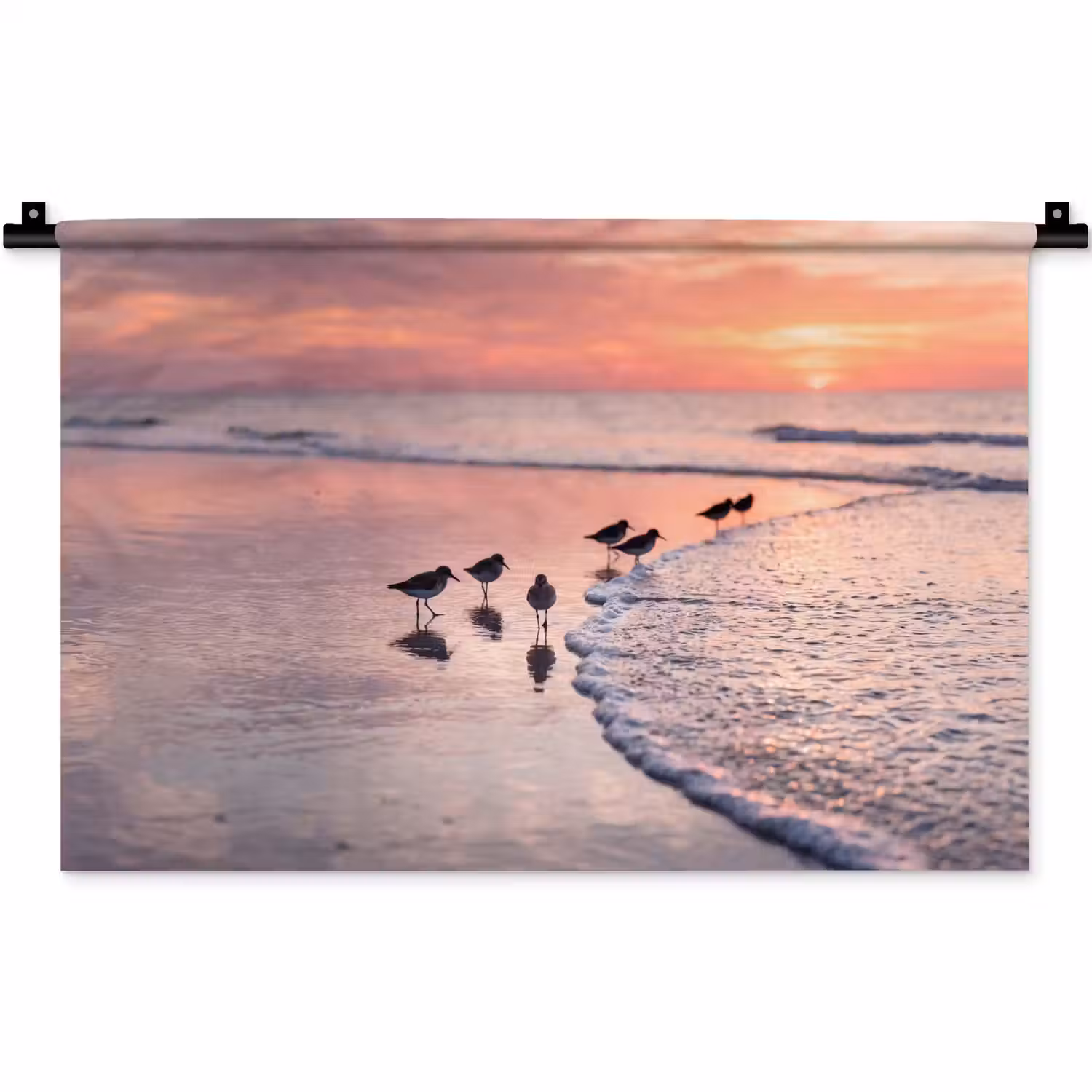 Meeuwen - Strand - Zee - Roze Wandkleed katoen klein -zz3d