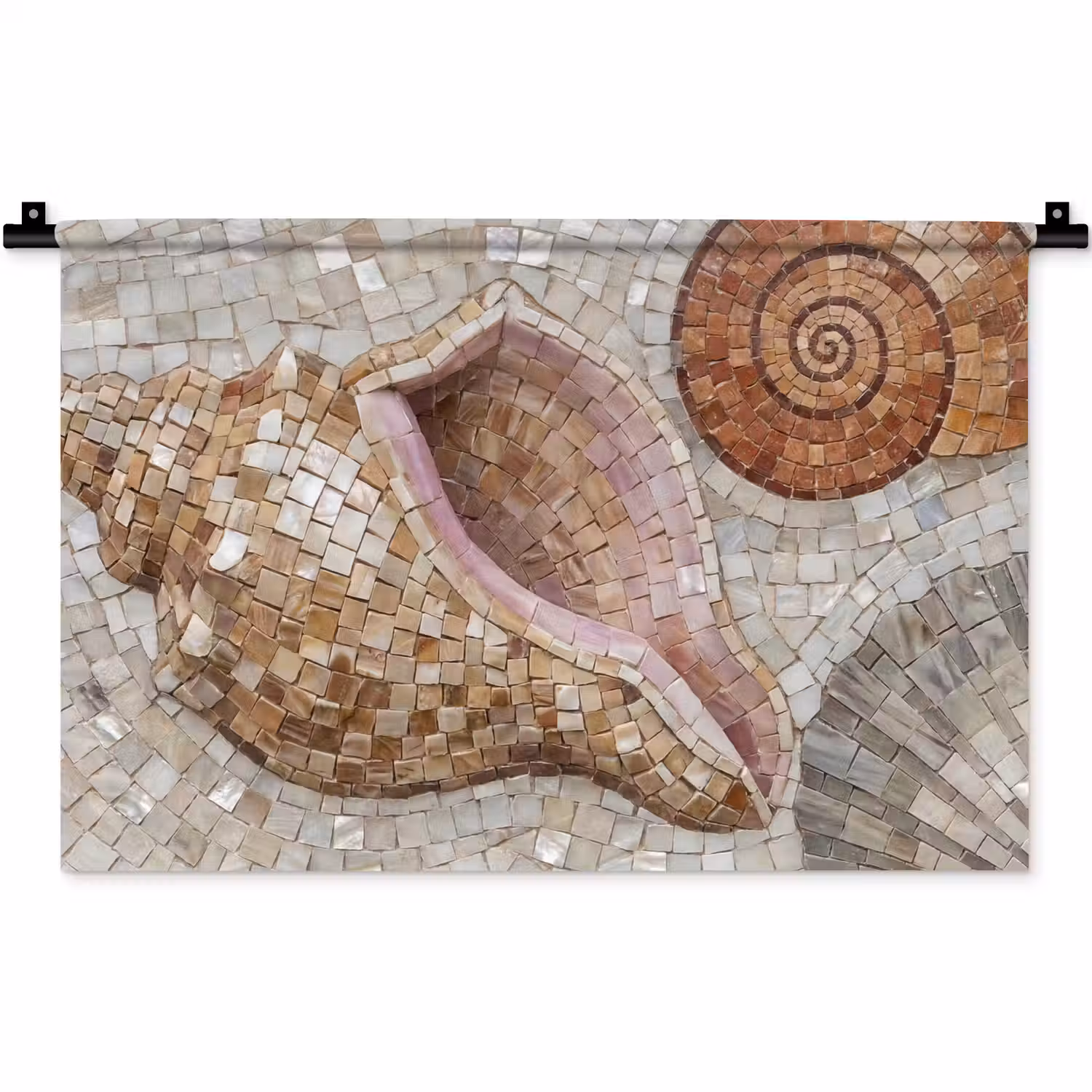 Schelp - Mozaïek - Zee - Beige - Modern Wandkleed katoen klein -zz3d