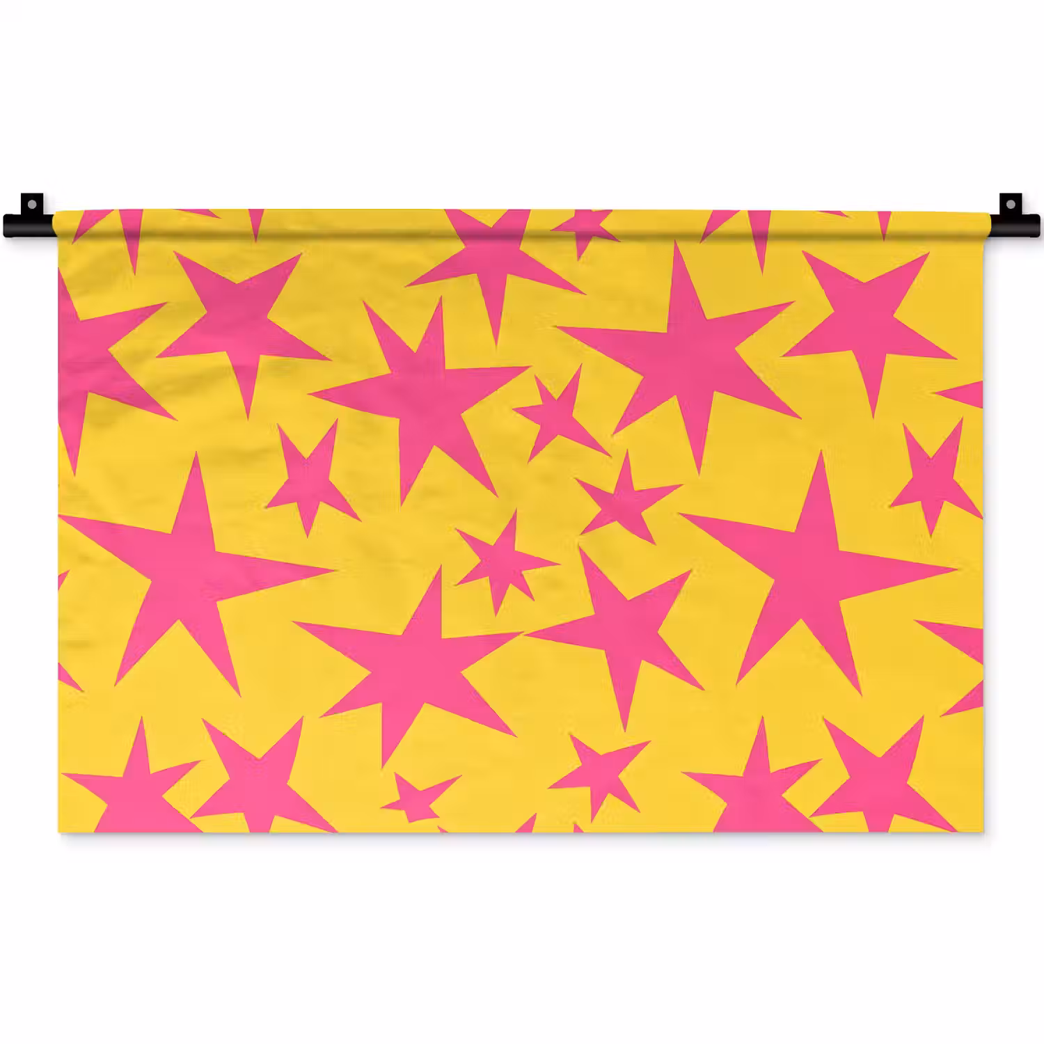 Sterren - Patroon - Roze - Geel Wandkleed katoen klein 269 -zz3d