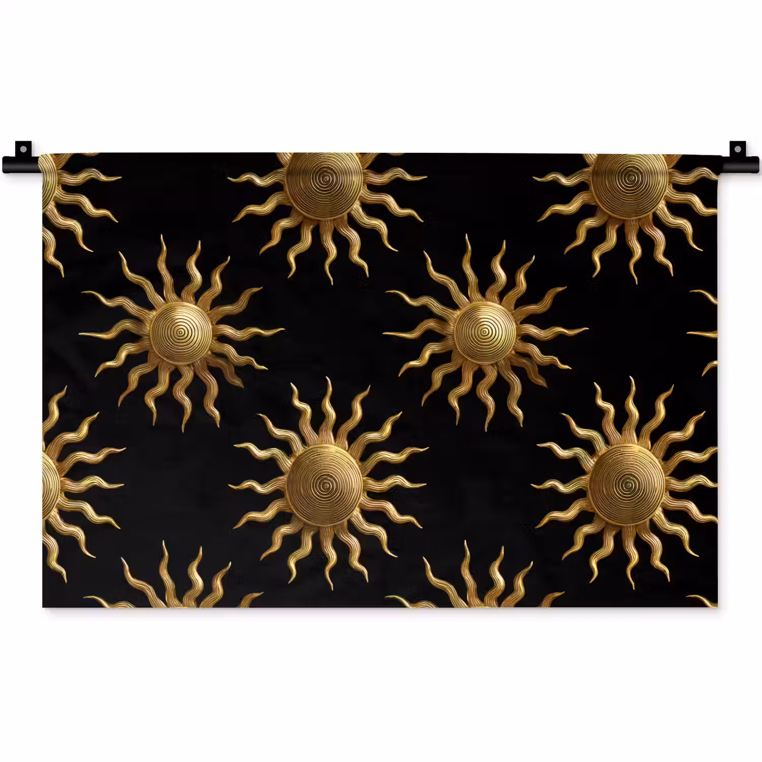 Zon - Patroon - Luxe - Goud - Zwart Wandkleed katoen klein 269 -zz3d