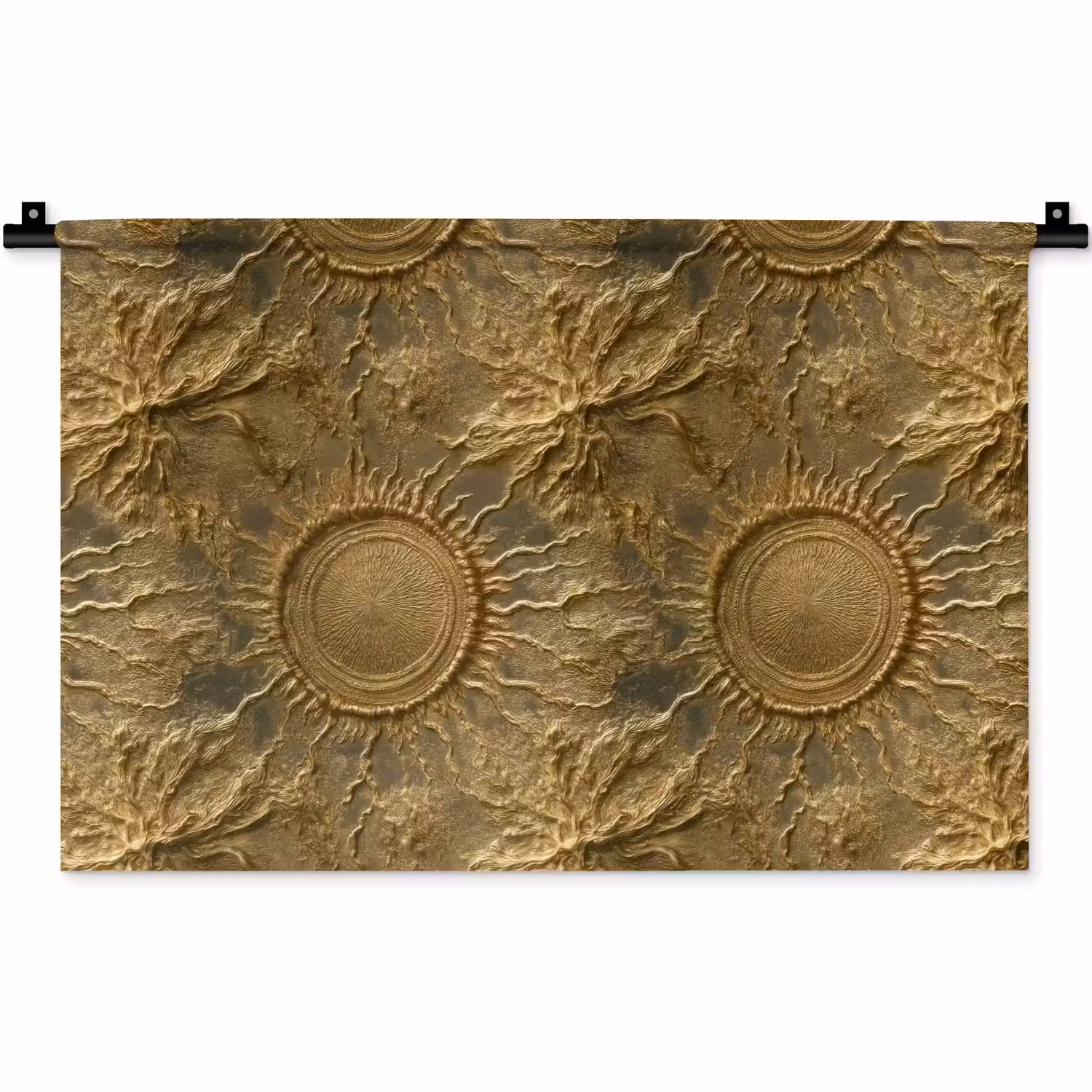 Zon - Reliëf - Antiek - Goud Wandkleed katoen klein 269 -zz3d