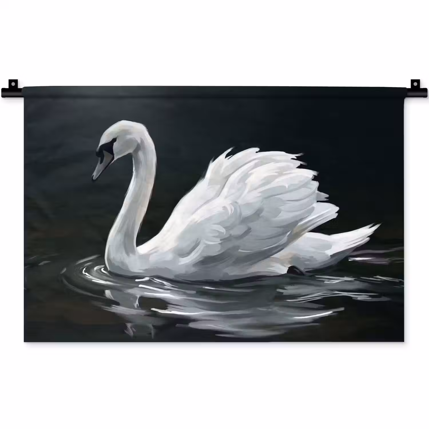 Zwaan - Water - Natuur - Realistisch - Wit Wandkleed katoen klein -zz3d