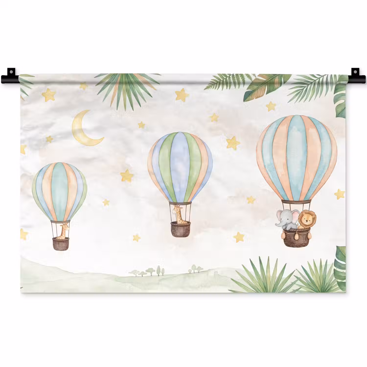 Aquarel - Luchtballonnen - Pastel Wandkleed katoen klein -zz3d