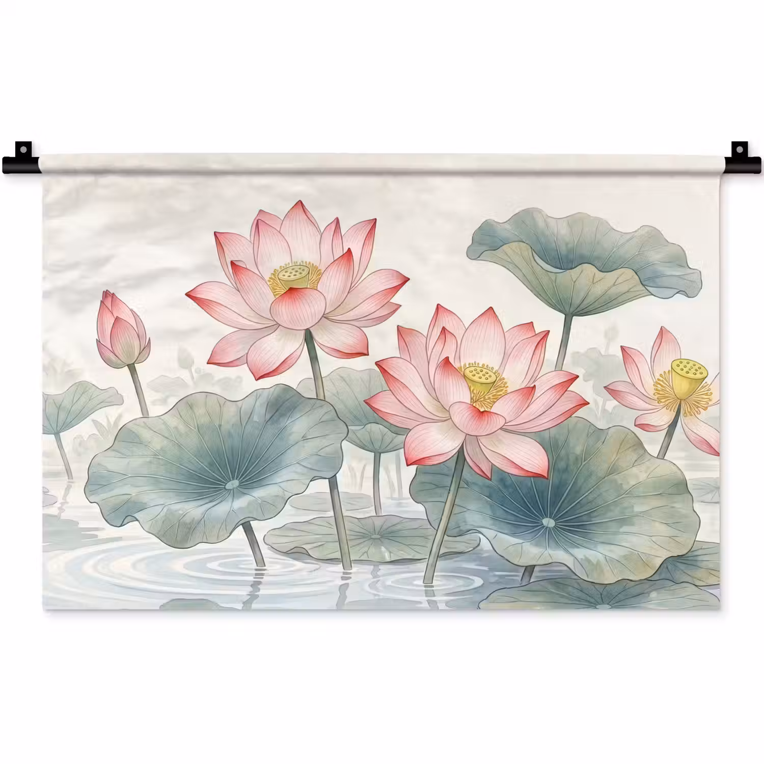 Aquarel - Lotusbloemen - Kleurrijk Wandkleed katoen klein -zz3d