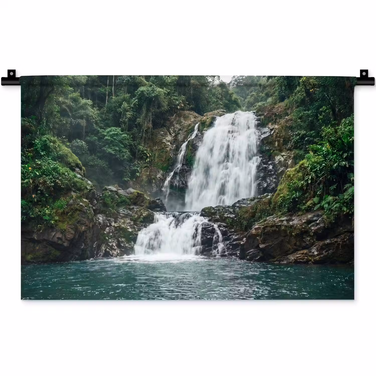 Waterval - Bos - Natuur - Groen Wandkleed katoen klein -zz3d