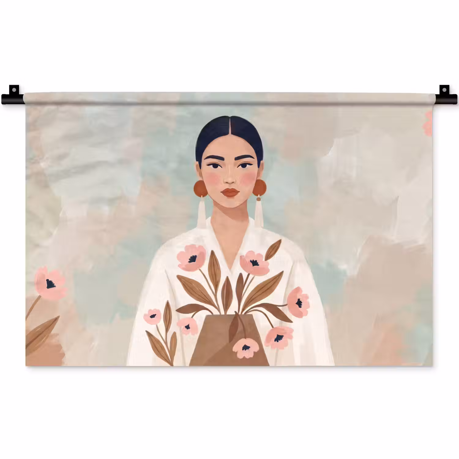 Vrouw - Kimono - Pastel Wandkleed katoen klein -zz3d
