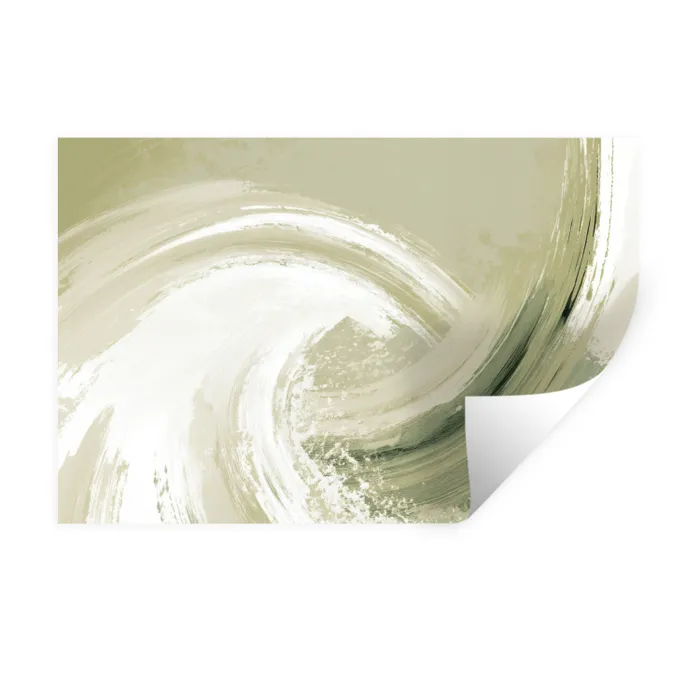 Abstract - Penseelstreken - Golven - Groen Muursticker klein -3d
