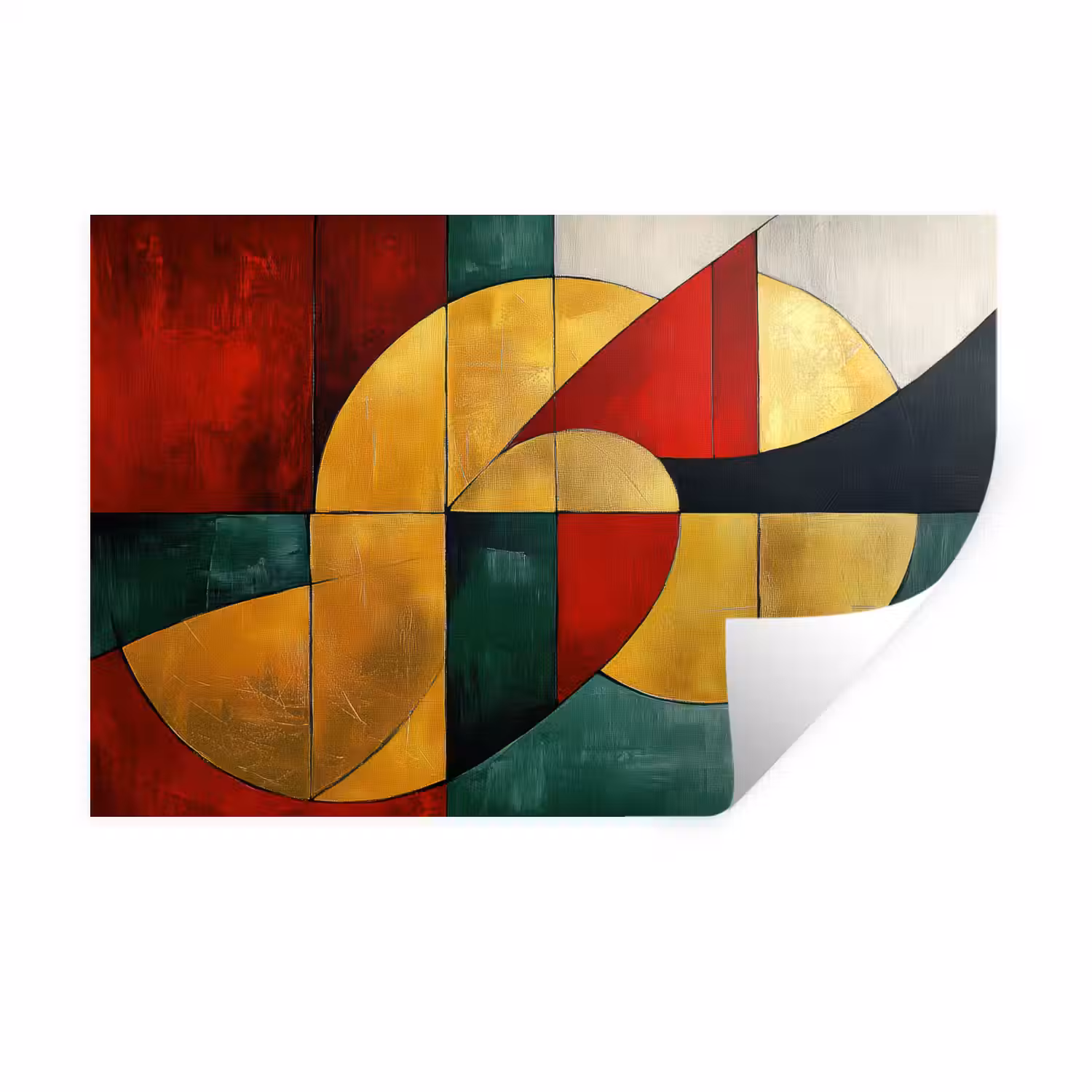 Abstract - Kerst - Goud - Rood - Groen Muursticker klein -3d