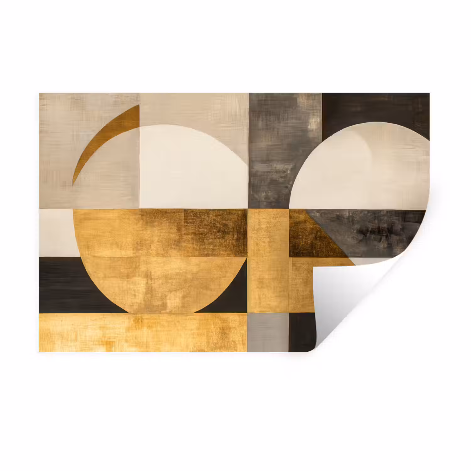Abstract - Goud - Grijs - Vormen - Geometrisch Muursticker klein -3d