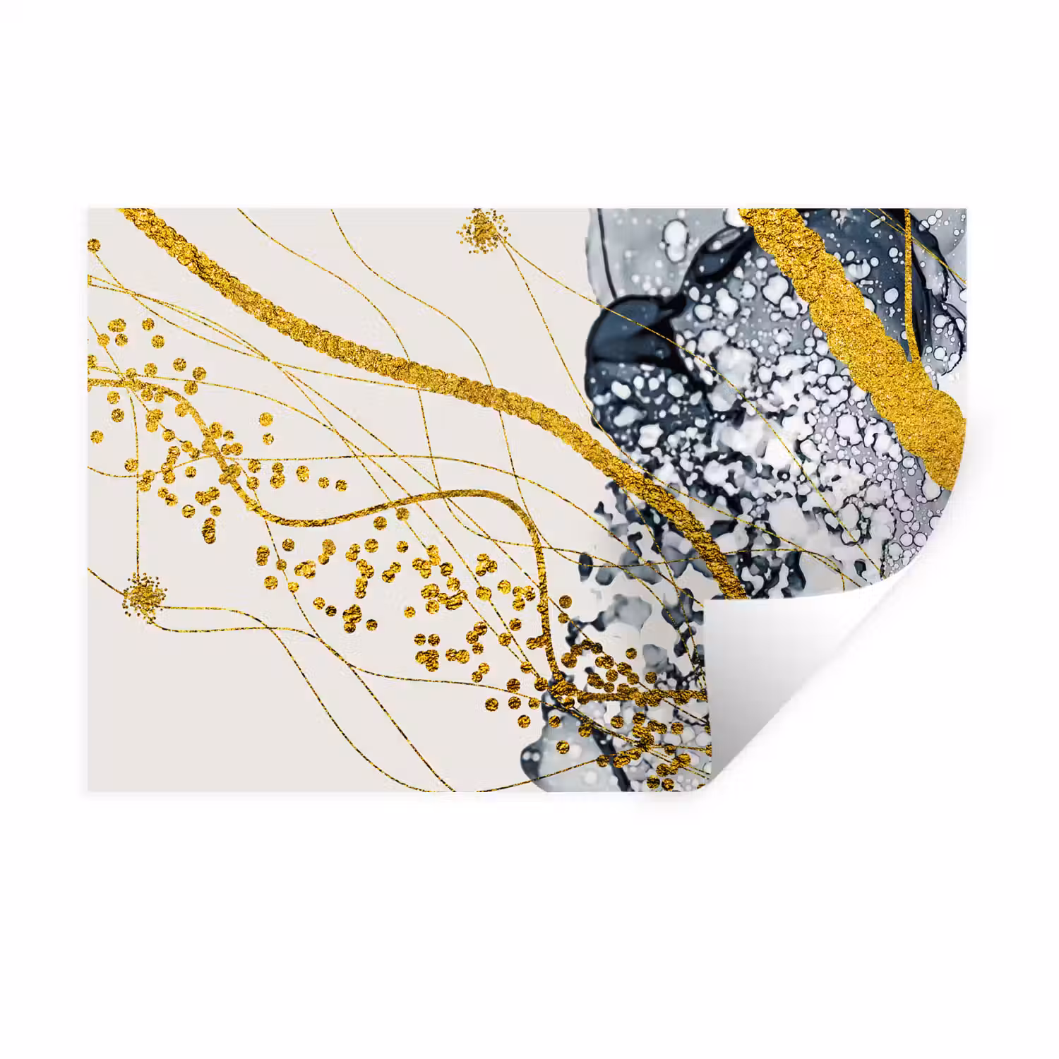 Abstracte weergave van de lucht met gouden accenten uit de natuur Muursticker klein -3d