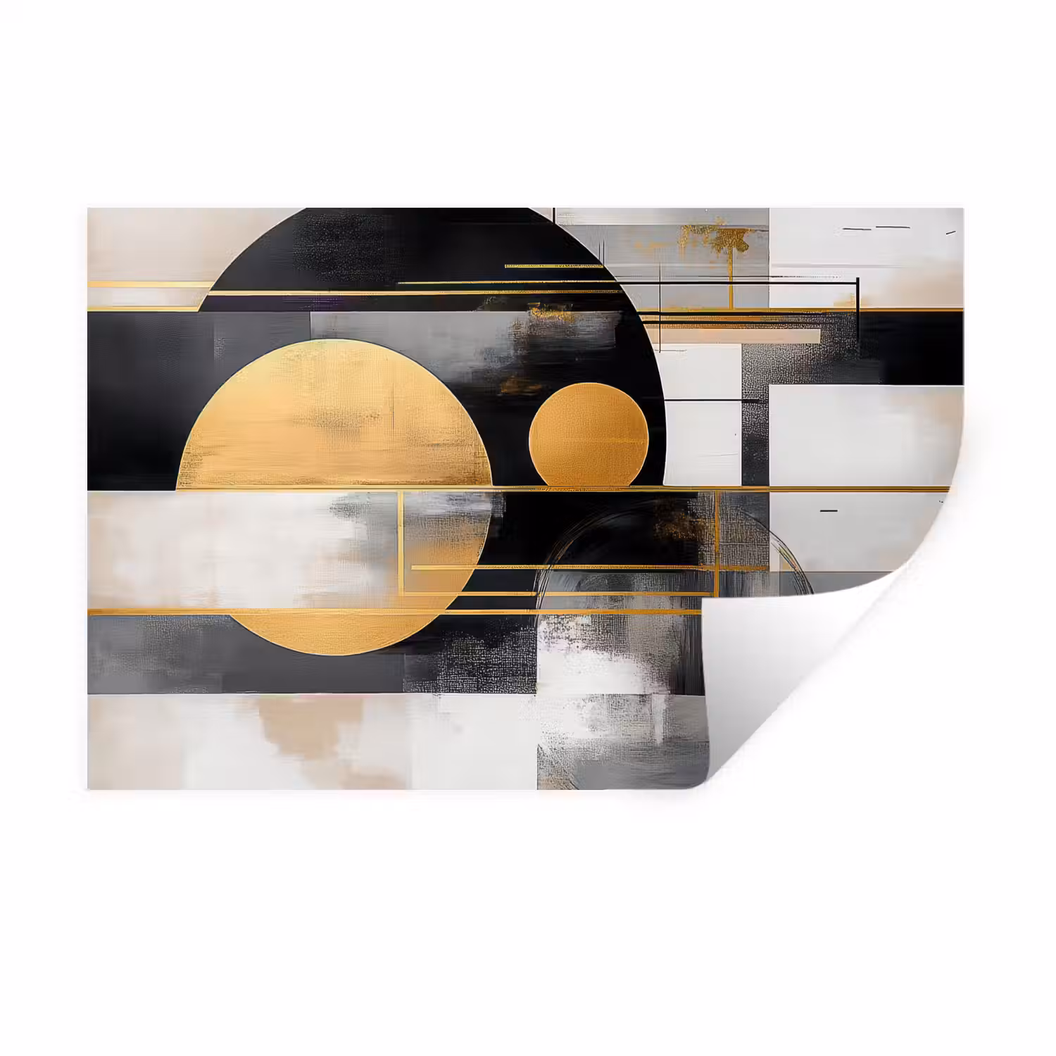 Abstract - Goud - Zilver - Vormen - Aesthetic - Modern Muursticker klein -3d