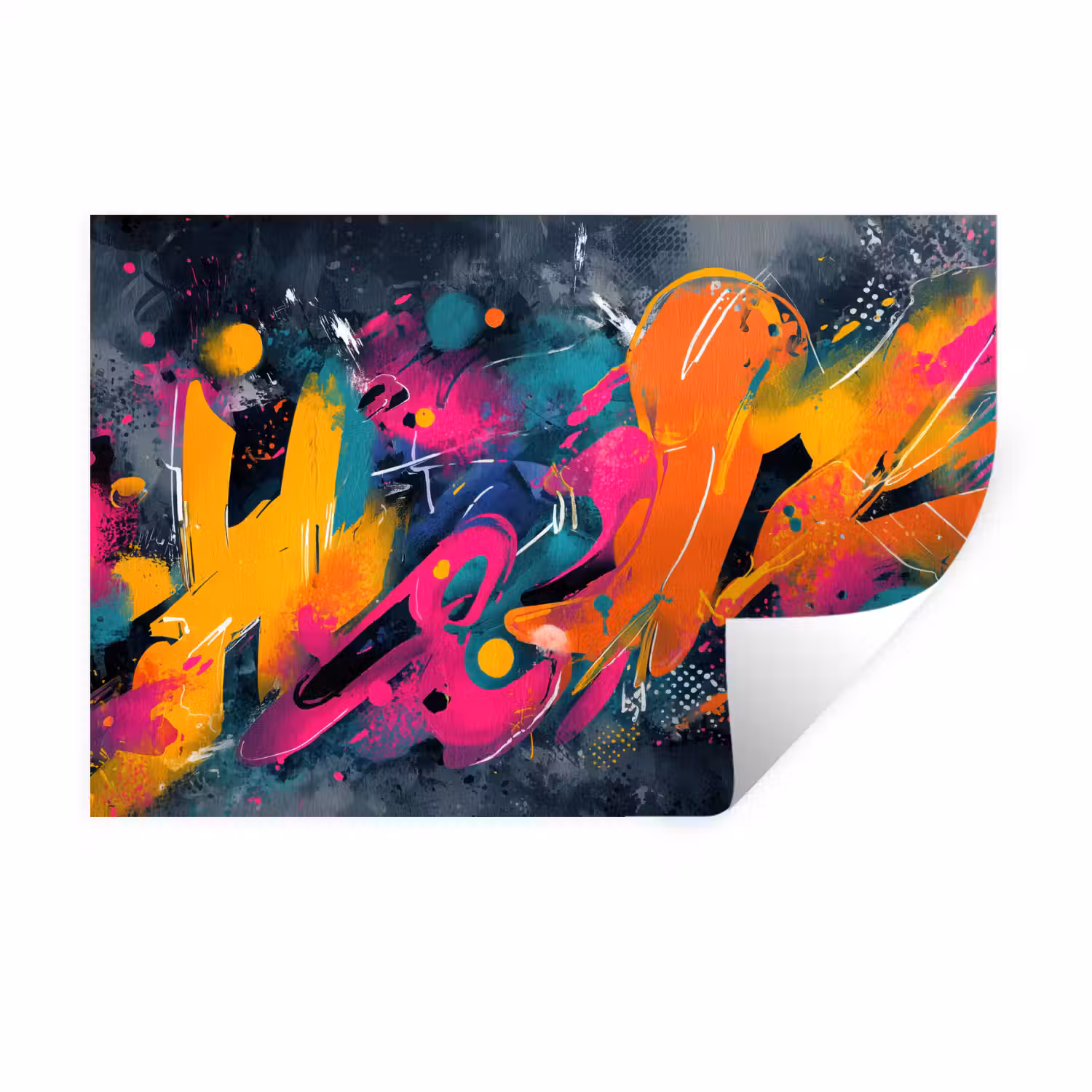 Abstract - Graffiti - Kleurrijk - Verfspatten Muursticker klein -3d