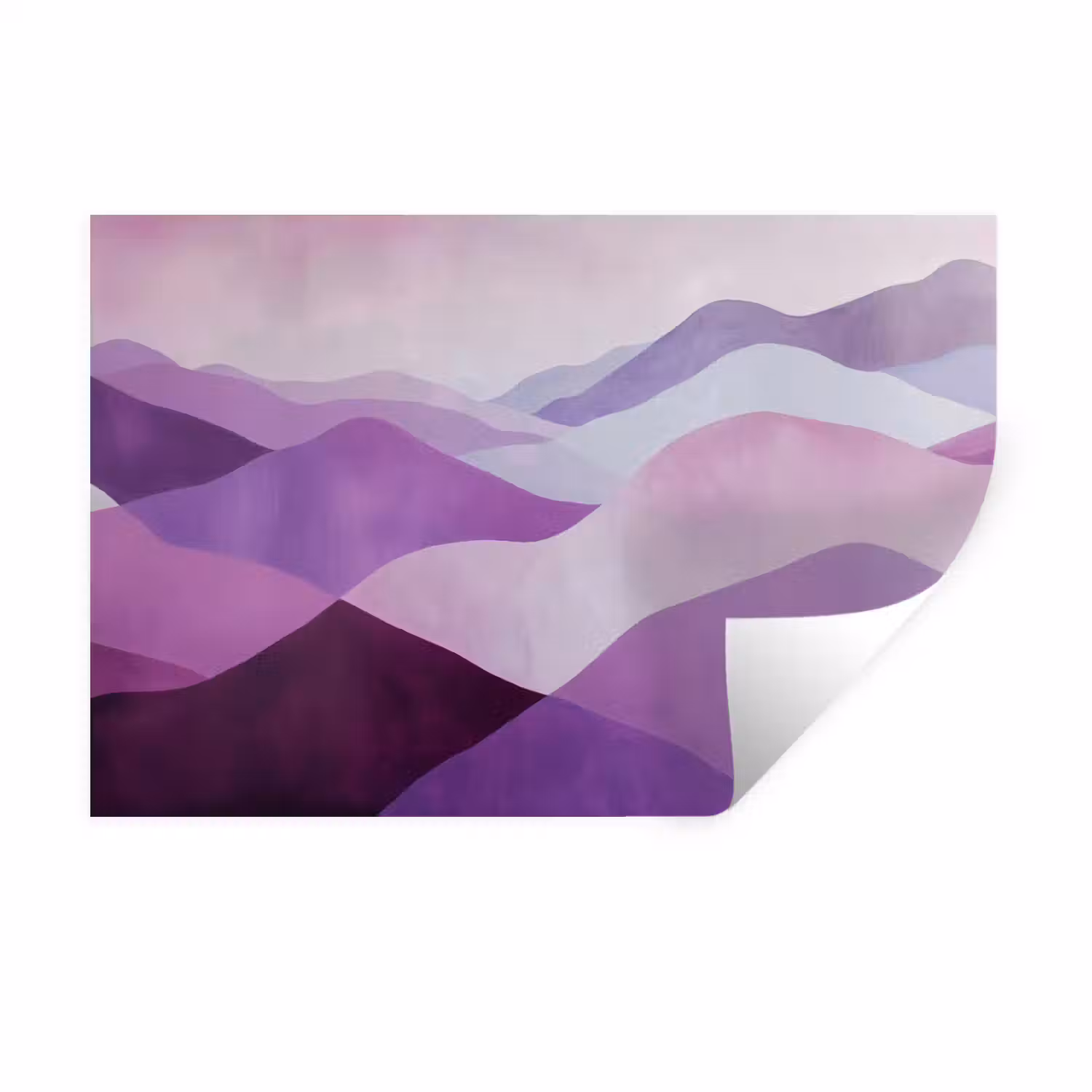 Abstract - Heuvels - Landschap - Paars Muursticker klein -3d