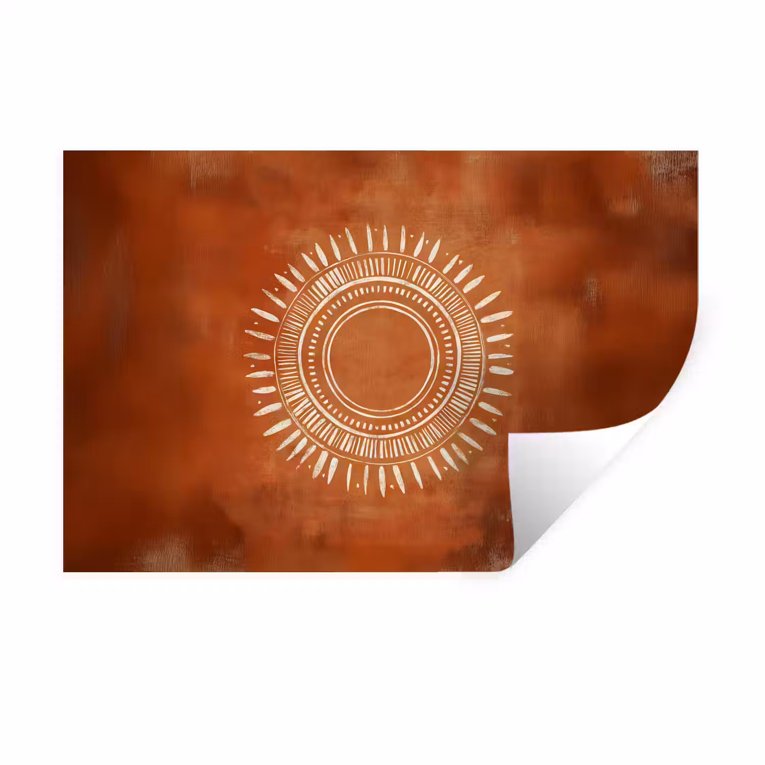 Abstract - Lijnen - Zonnestralen - Roodbruin Muursticker klein -3d