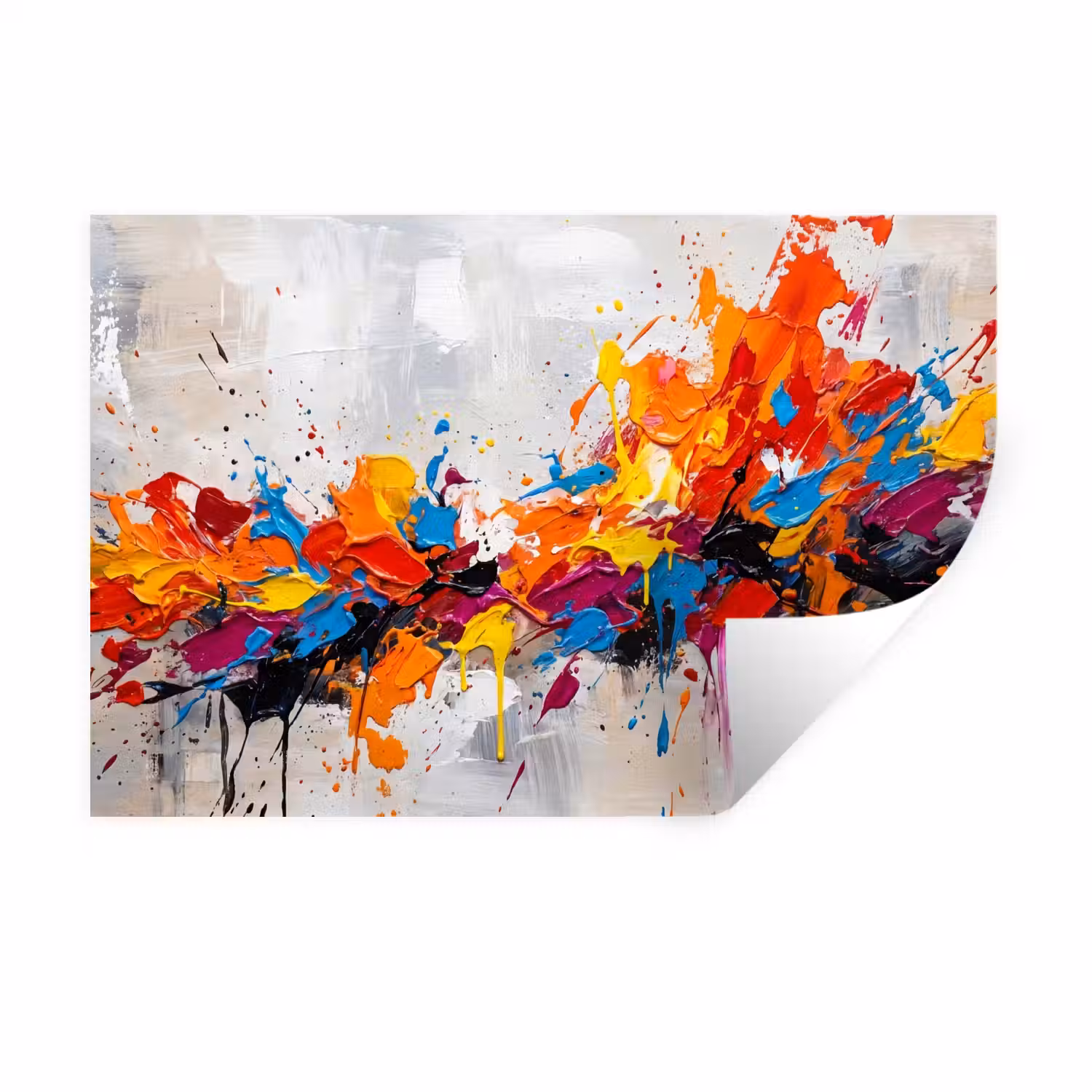 Abstract - Schilderij - Kleurrijk - Dynamisch Muursticker klein -3d