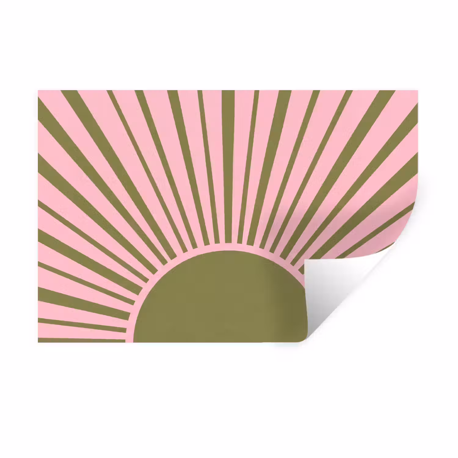 Abstract - Stralen - Grafisch - Roze - Groen Muursticker klein -3d