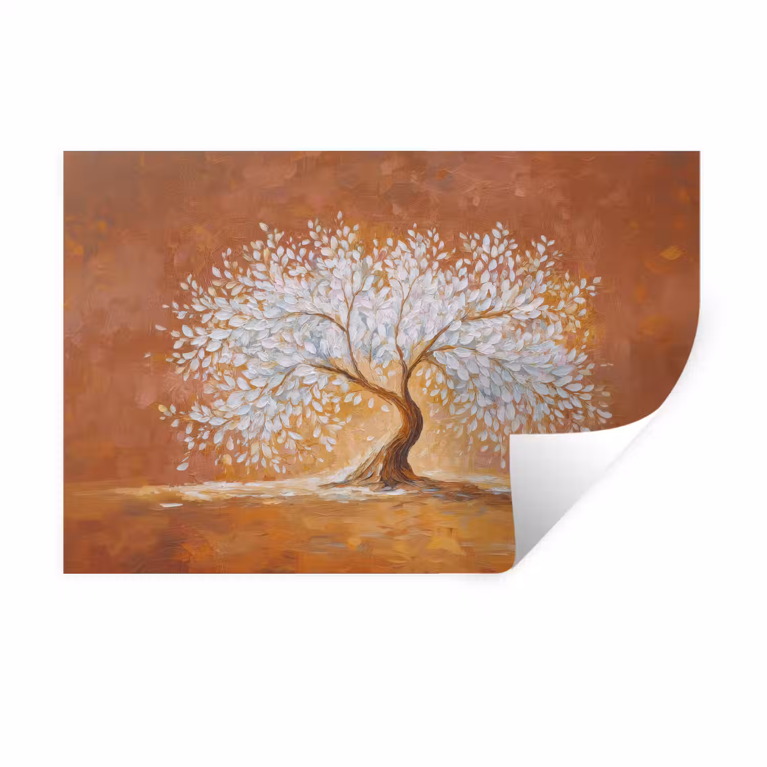 Abstract - Boom - Wit - Bladeren Muursticker klein -3d