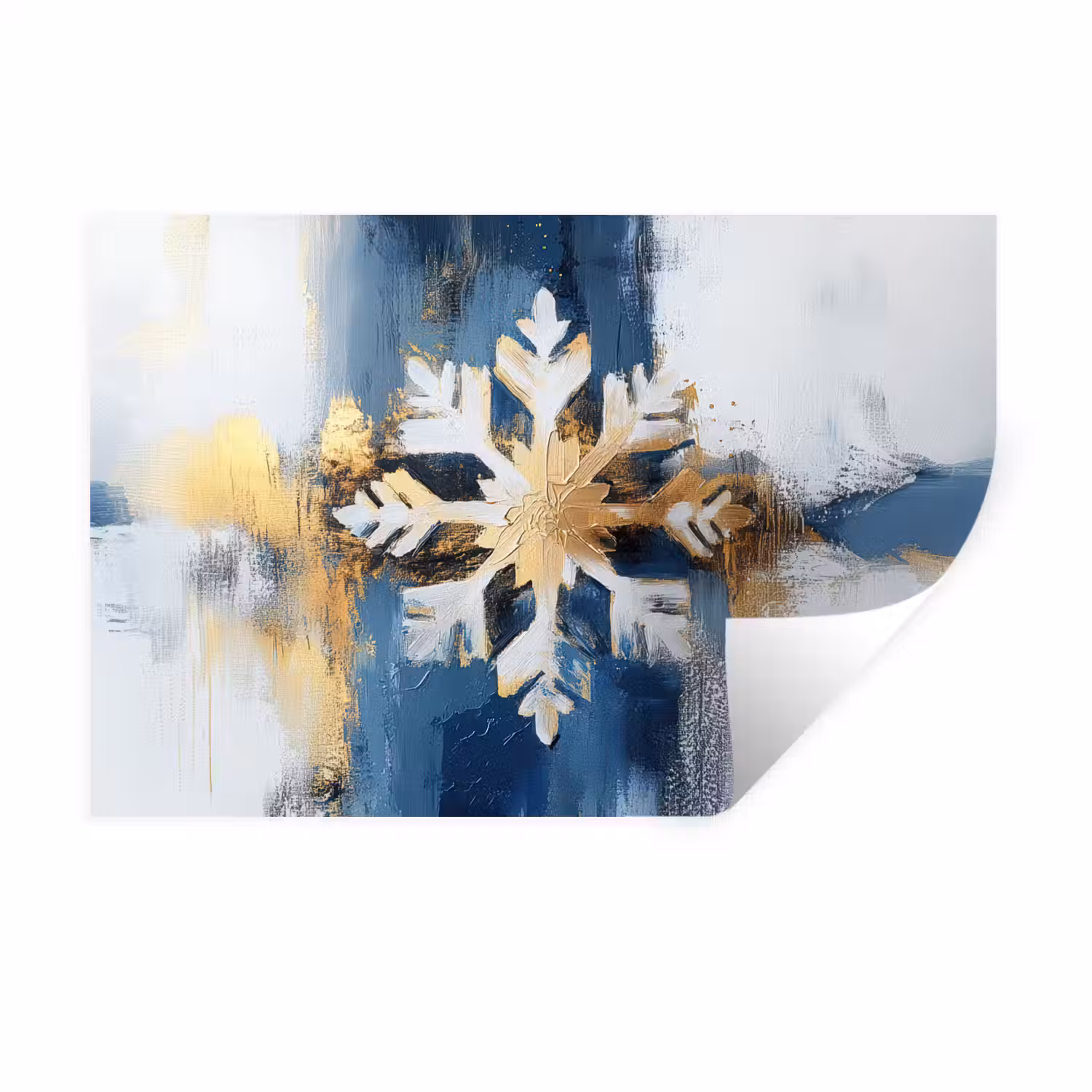 Abstract - Winter - Sneeuwvlok - Sneeuw - Goud Muursticker klein -3d