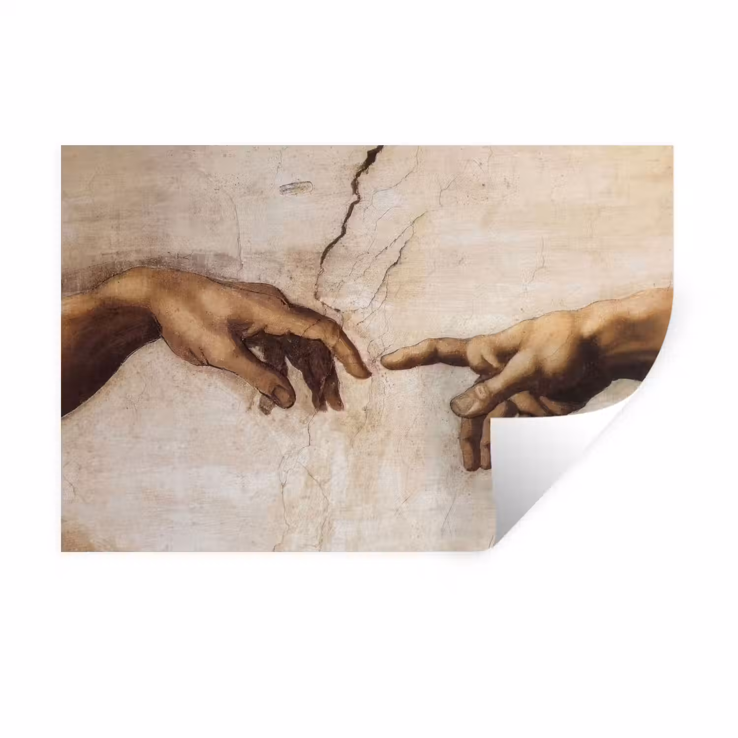 Adam - Michelangelo - Schilderij - Creation of Adam Muursticker klein -3d