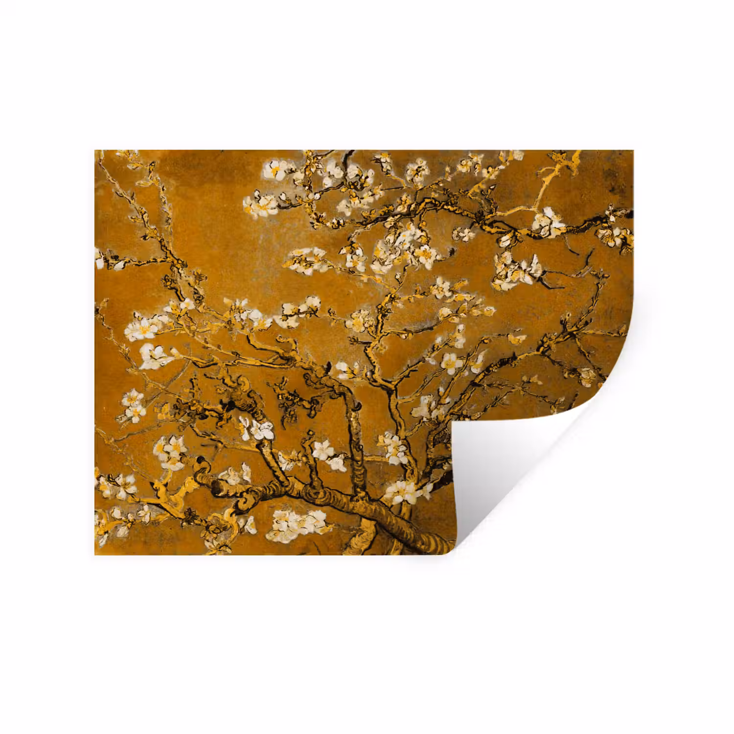 Amandelbloesem - Vincent van Gogh - Goud Muursticker klein -3d