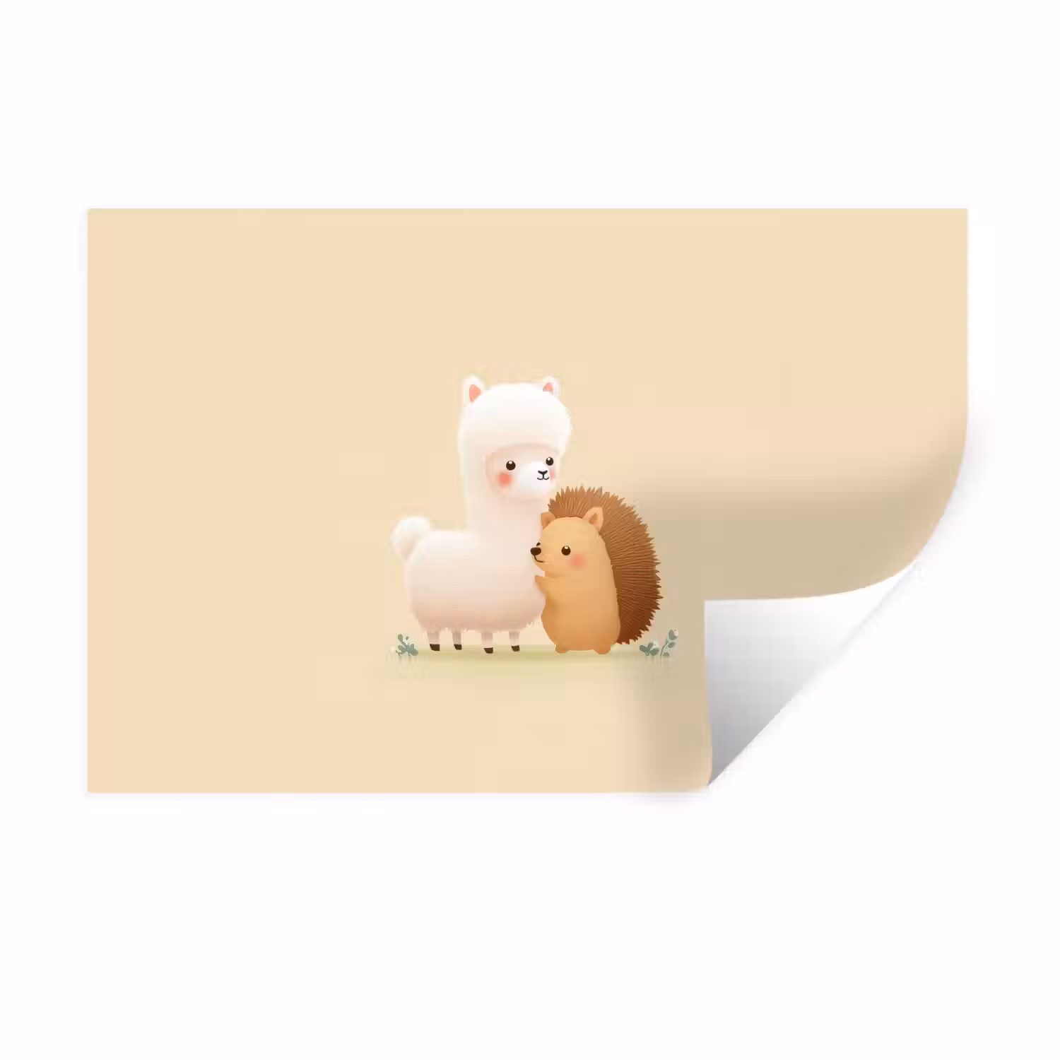 Alpaca - Egel - Bruin - Knuffelen Muursticker klein -3d