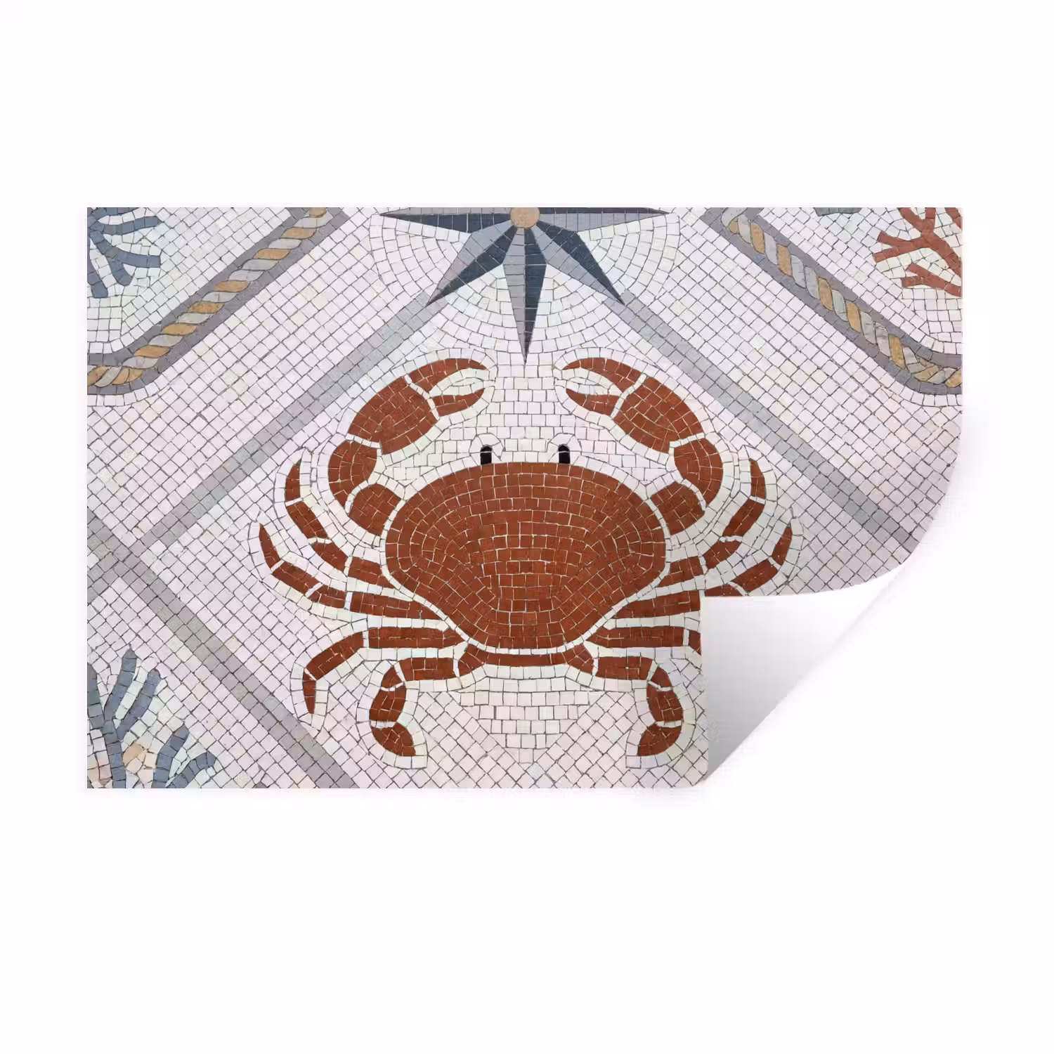 Dier - Mozaïek - Zee - Klassiek - Bruin Muursticker klein -3d